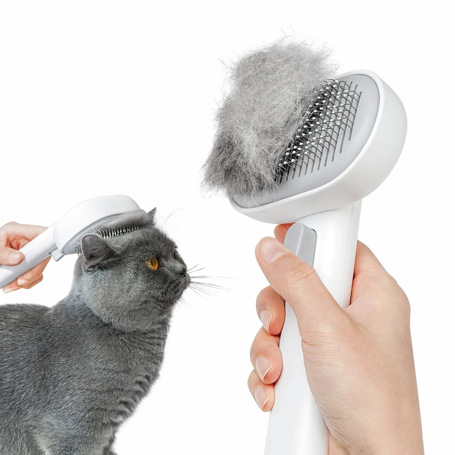 aumuca Brosse Autonettoyante pour Chat Poil Long Court Toilettage Sous-poil Massage