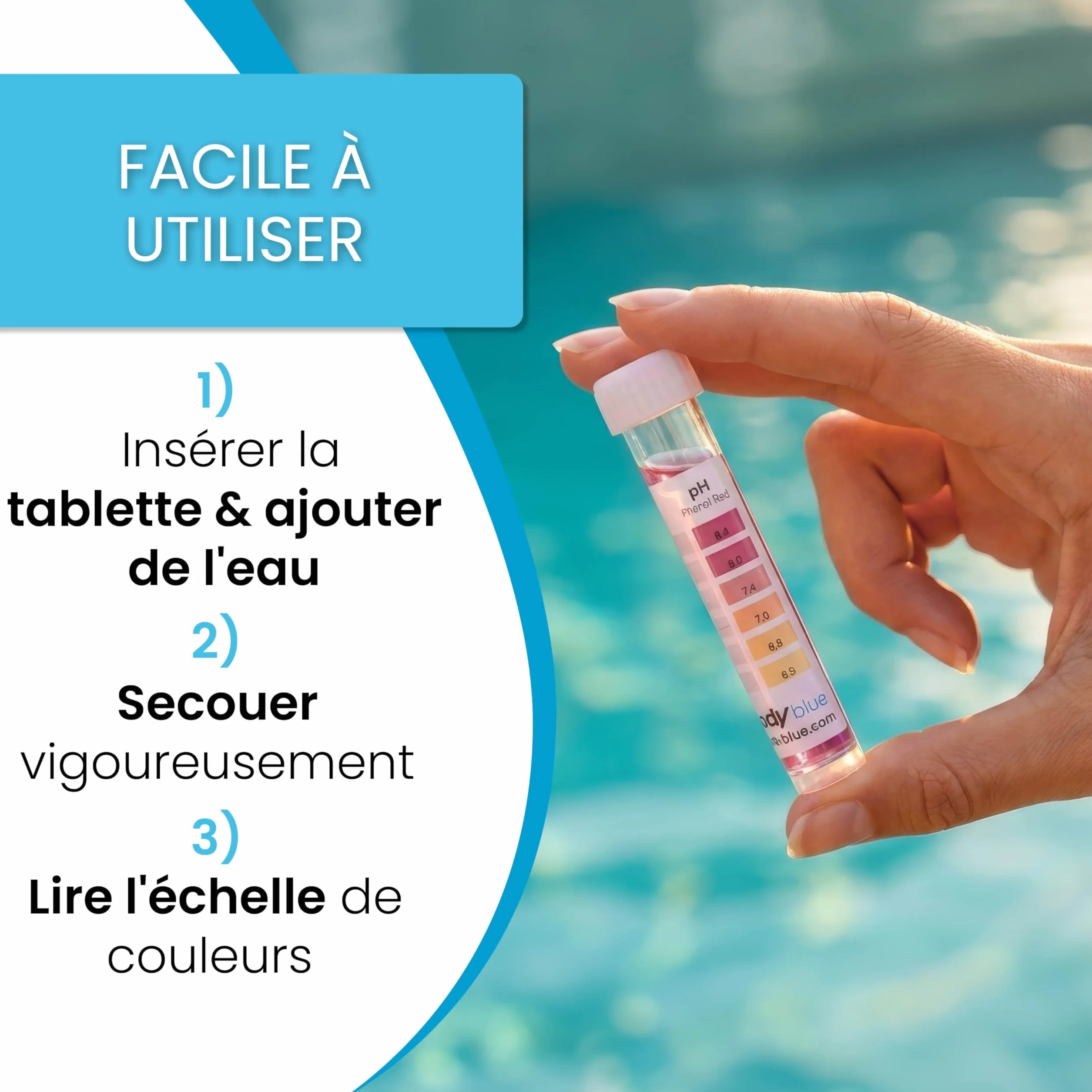 Pastilles Test Rapide pour Piscine & Spa - Test pH et Chlore avec Phenol Red & DPD1, Analyse Eau Piscine, Jacuzzi & Eau Potable, Tube à Essai, Made in Germany