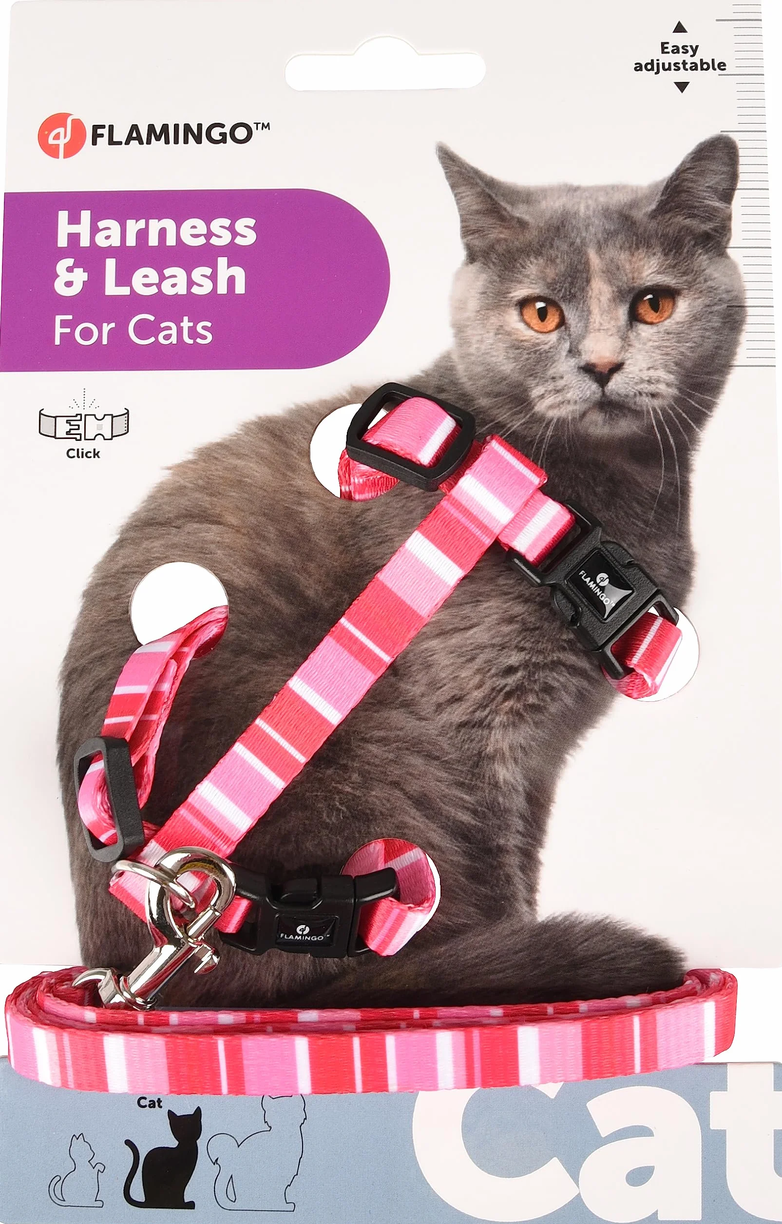 Flamingo Harnais Chat Laisse Chaton réglable 2 Couleurs Alfry Taille Unique 20-35cm Gilet réfléchissant Respirant