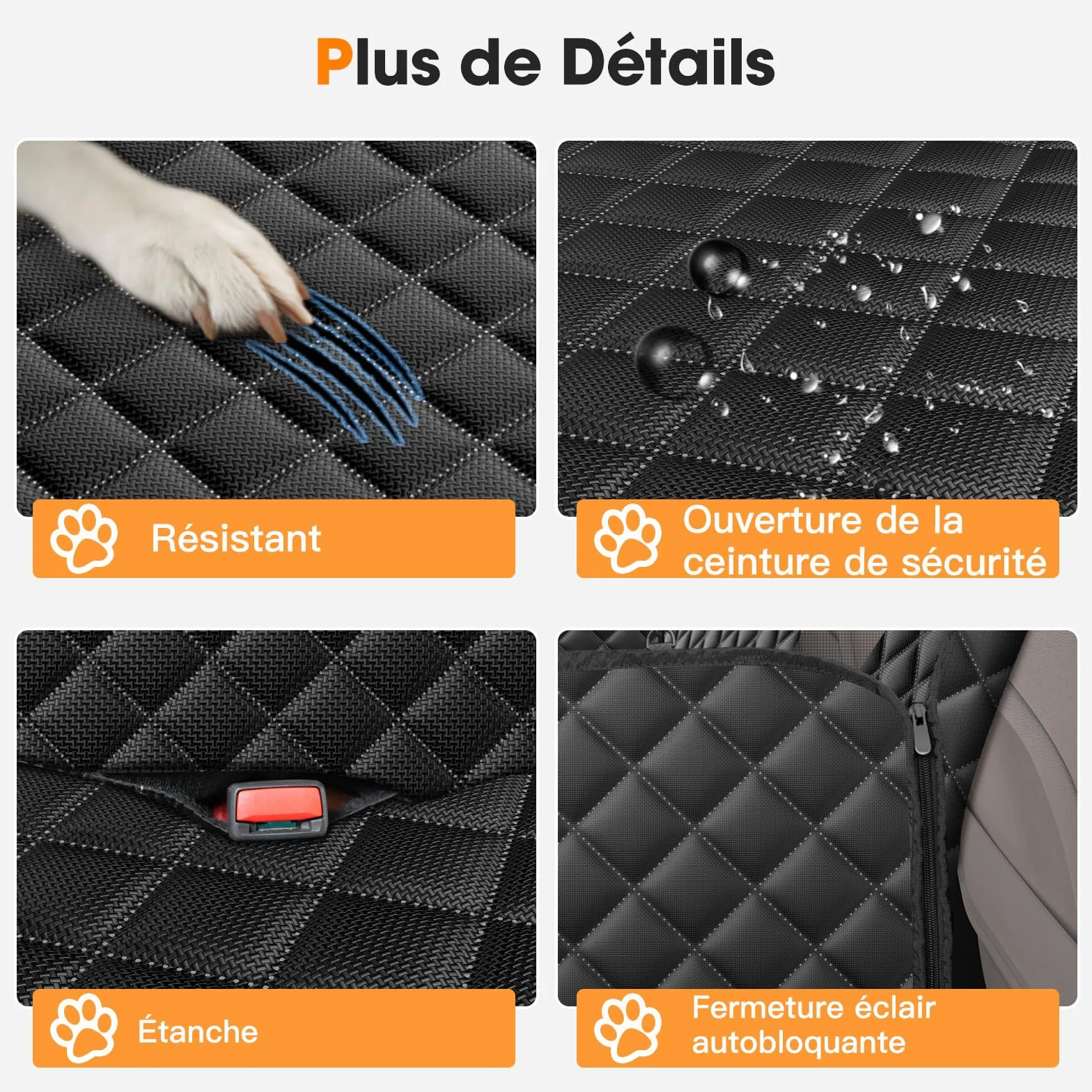 JOEJOY Housses de Siège Auto pour Chien Antidérapant Imperméable Protege Banquette Arrière Noir