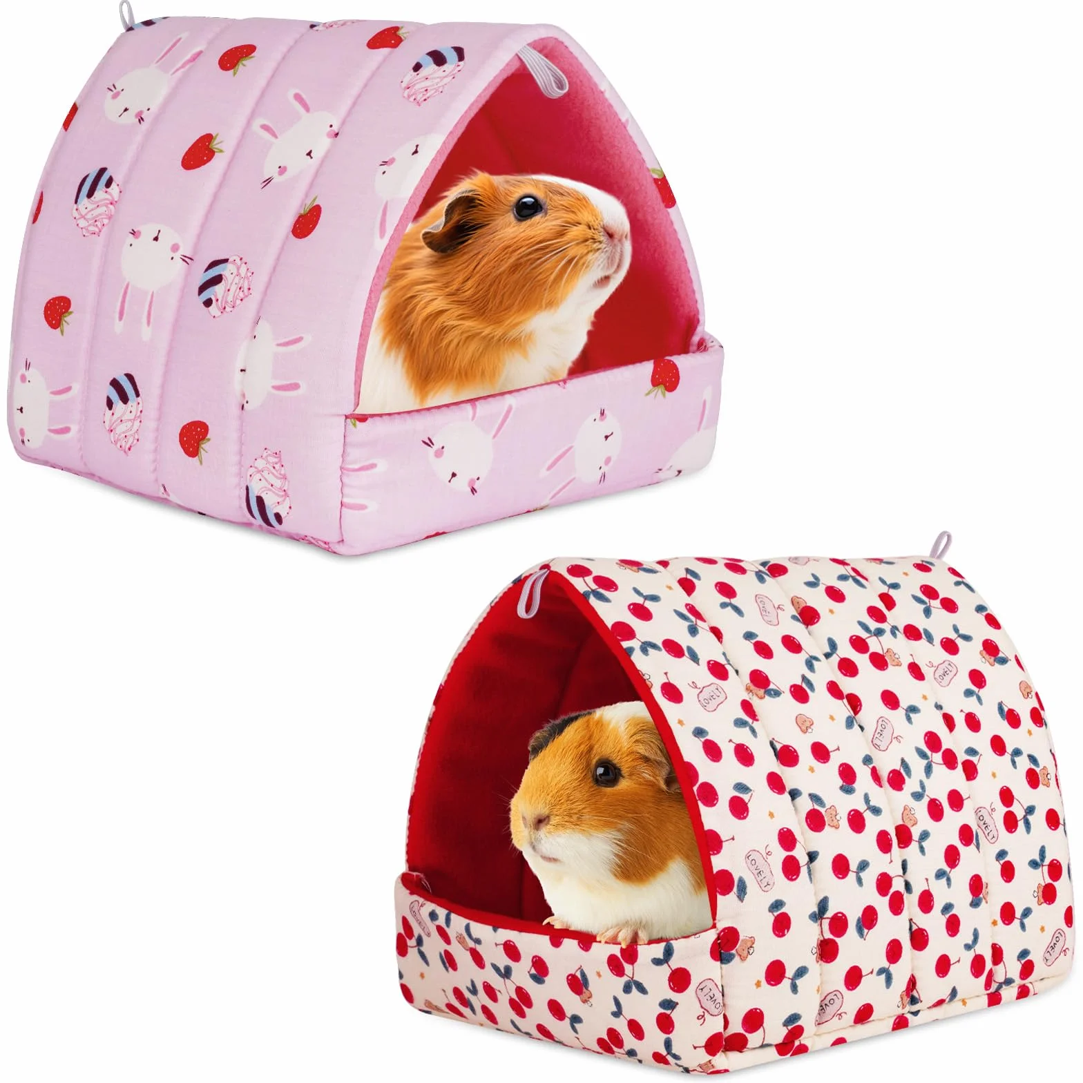 HOTUT Maison pour Cochon d'Inde 2 Pièces Cabane Grotte Chauds Petits Animaux Hiver Lapin Nain Chinchilla Hérisson Cobayes Ecureuils