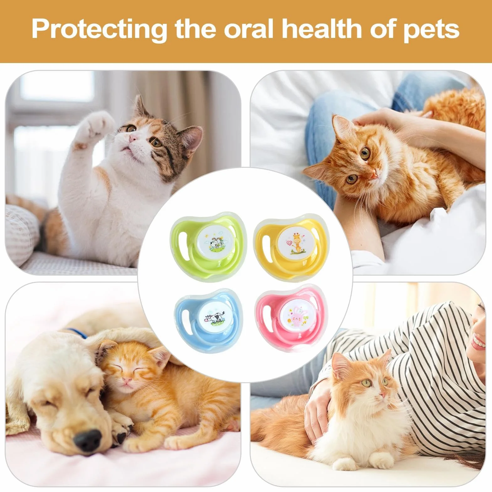 Tétine pour Chaton 4 en Silicone Forme Papillon Étui Antipoussière Apaisant Allaitement Dentition