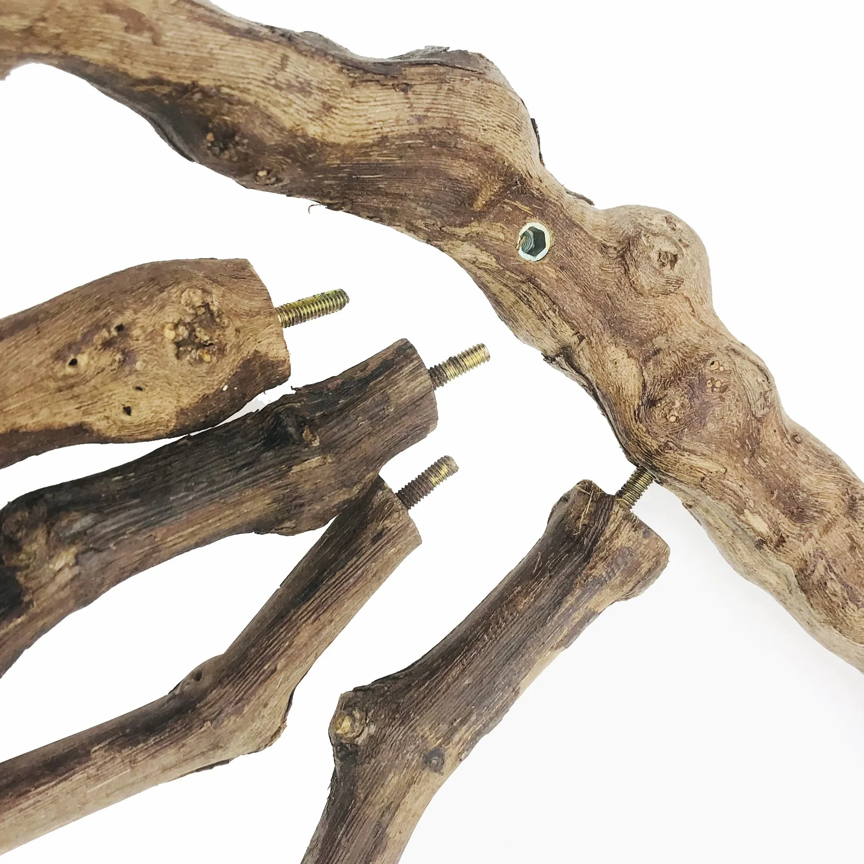 Perchoirs à Oiseaux Naturels avec Jouets à Mâcher en Vigne Naturelle pour Perroquets Lot de 6