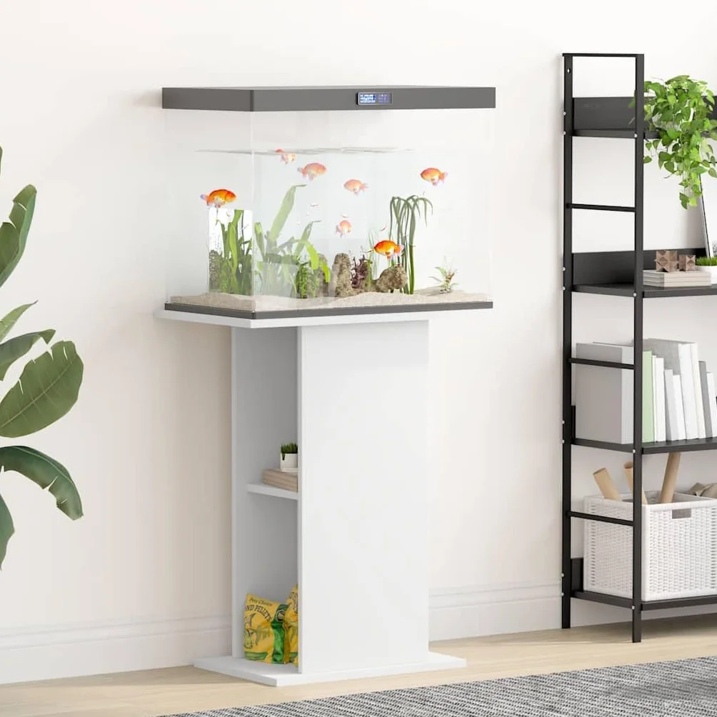 Support pour aquarium blanc 60,5x36x72,5 cm bois d'ingénierie