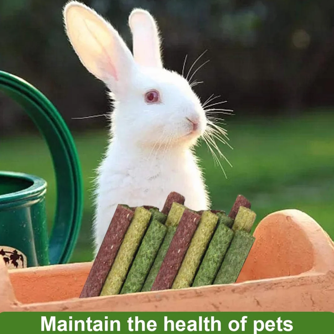 WeddHuis Bâtons de Foin Jouet à mâcher pour Lapin Cochon d'Inde Hamster Chinchilla, 20 Pcs, 3 Saveurs