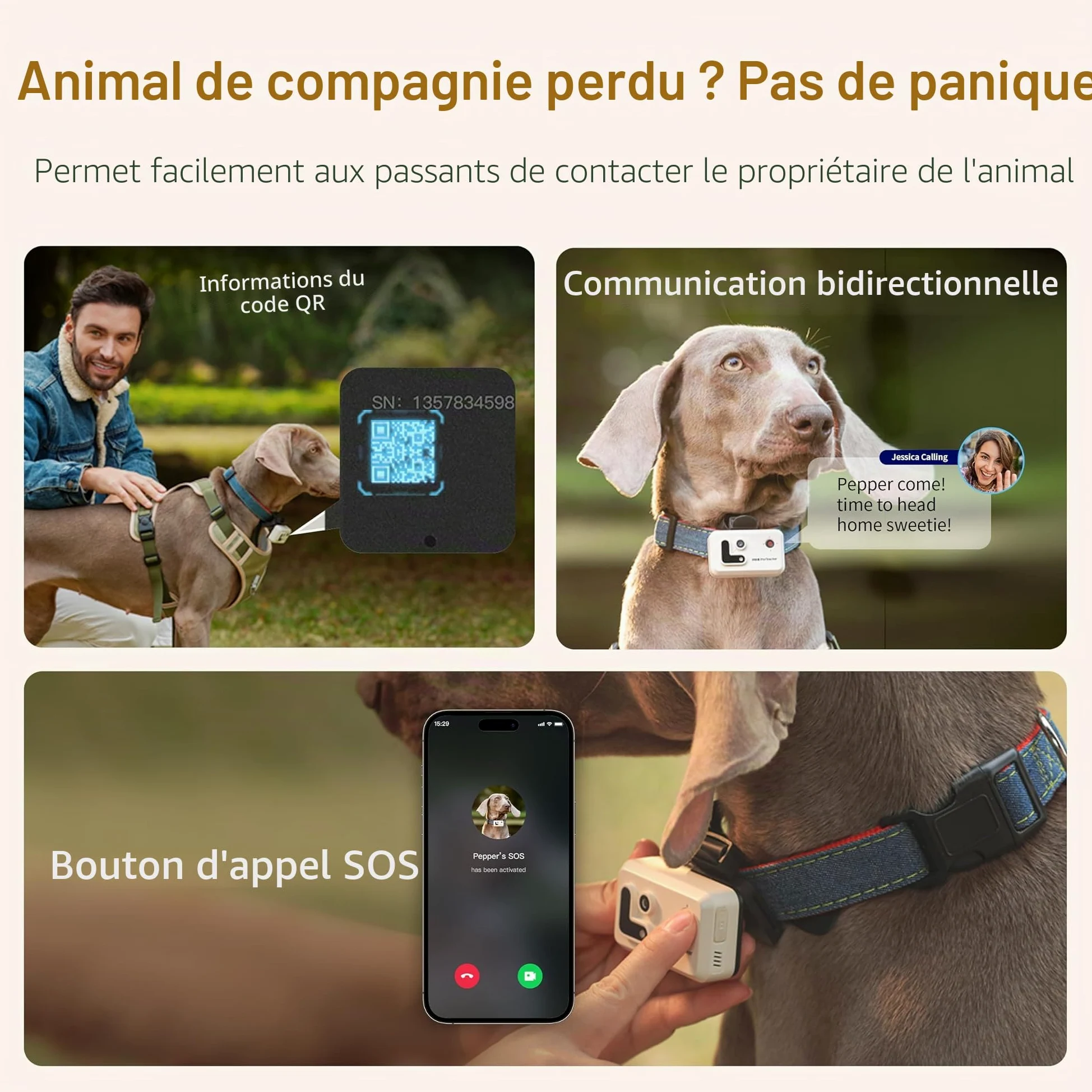 ROLA PetTracker | GPS pour chiens - Localisateur pour chiens avec GPS - Tracker d'activité - Couleur Blanc
