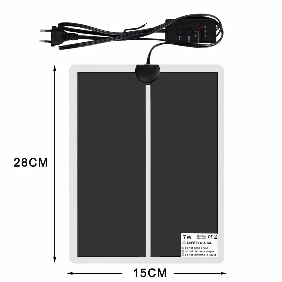 Tapis Chauffant pour Reptiles et Amphibiens 28x15cm 7W étanche