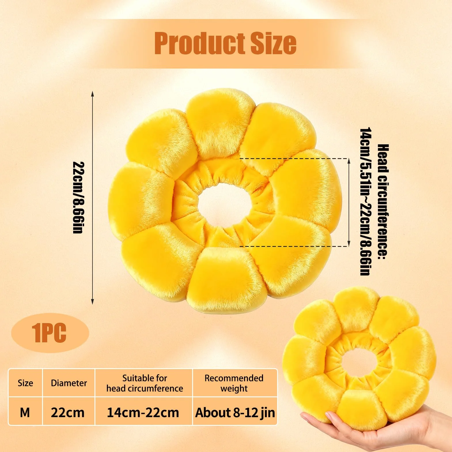 Collier Anti Léchage pour Chien Chat en Coton Respirant Ajustable après Chirurgie Ultra Léger Confortable M Jaune