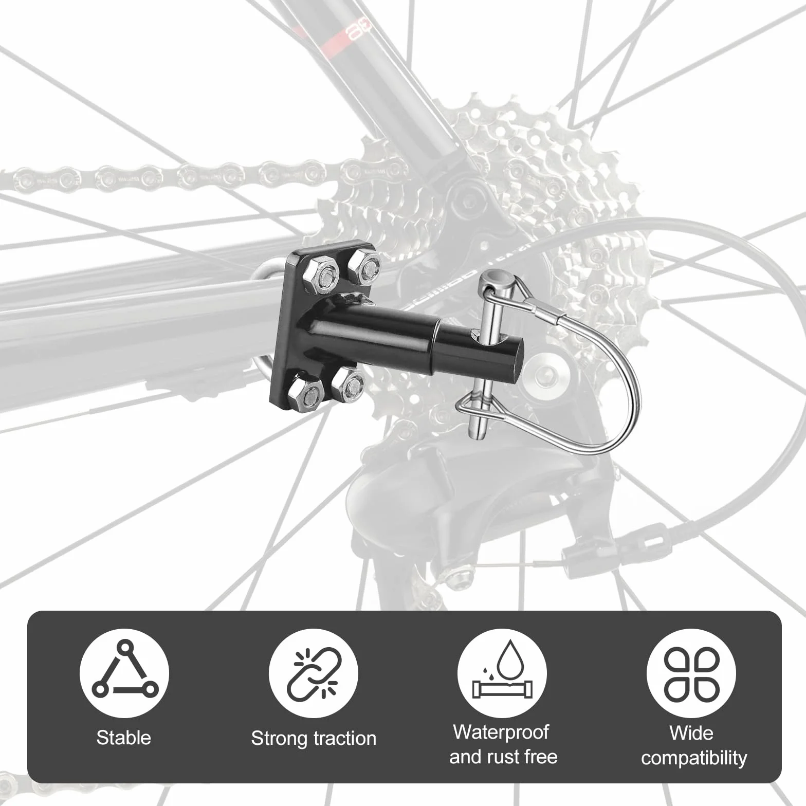 Connecteur de Remorque de Vélo avec Goupille de Sécurité pour Transport d'Animaux et Marchandises