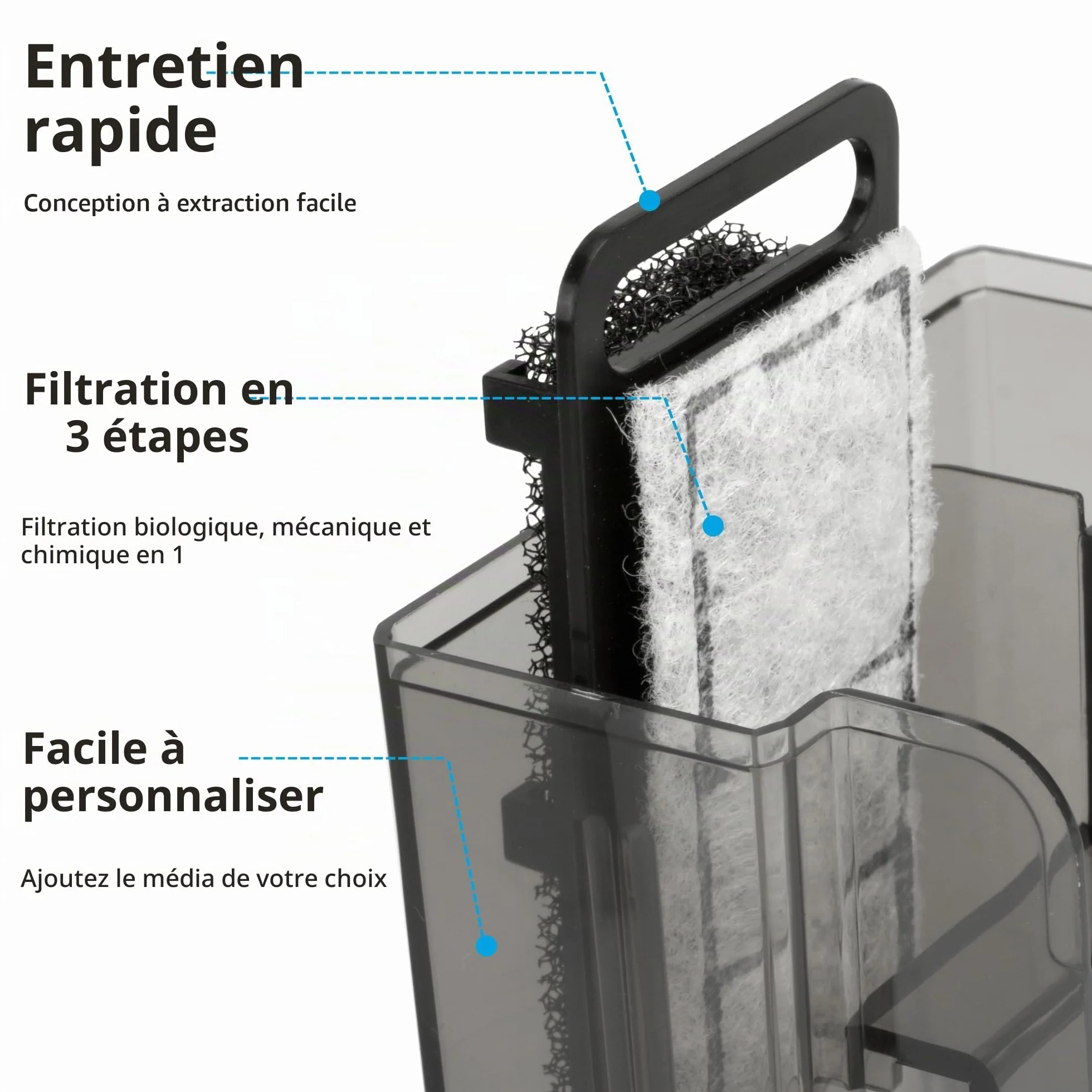 NICREW Slim Filtre Extérieur Aquarium 160 LPH 3W pour jusqu'à 20 L