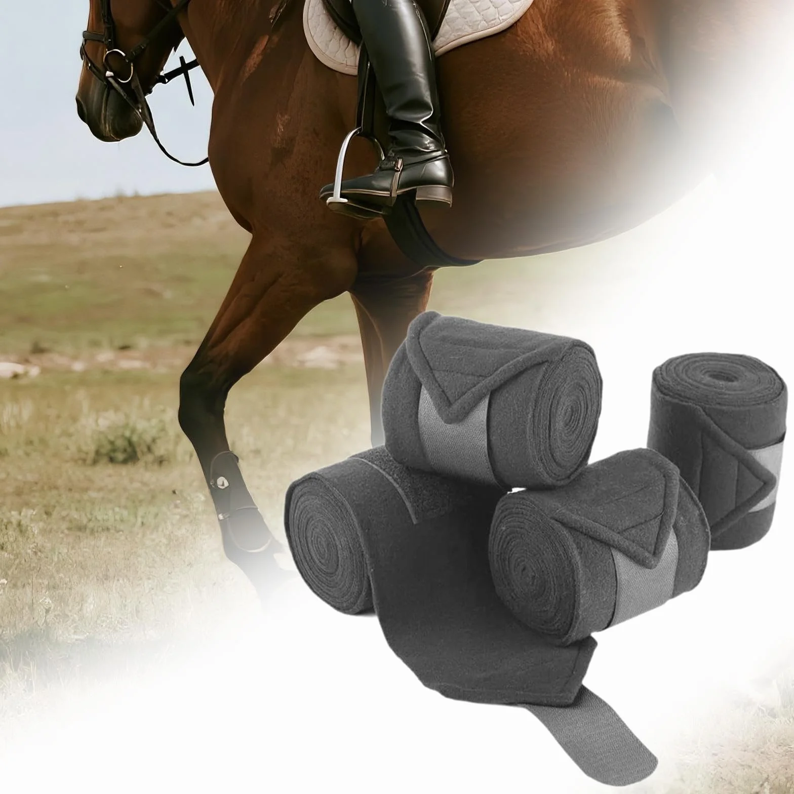 Baoblaze 4 Pièces Bandes de Soutien pour Chevaux Guêtres de Protection des Tendons en Tissu Polaire