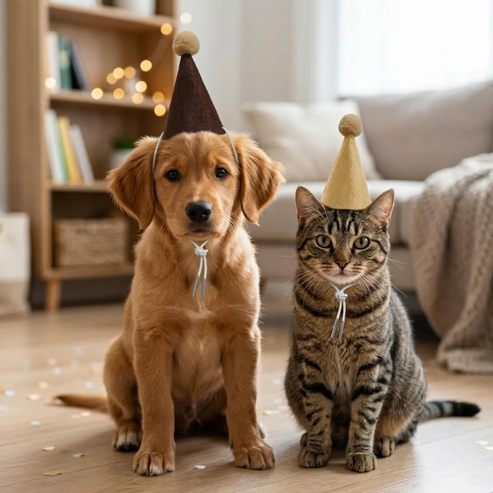 Yootiko Lot de 6 mini chapeaux de fête pour animaux de compagnie et animaux en peluche, chapeaux d'anniversaire en feutre pour chiens, chats, lapins et doudous, mignonnes décorations de fête animale