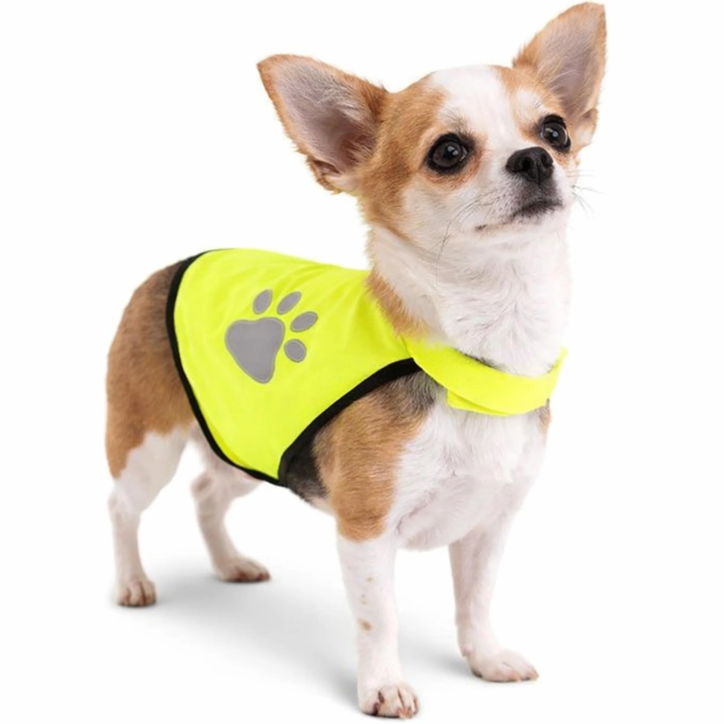 Gilet de sécurité pour Chien XS Haute visibilité Jaune Fluo Réfléchissant Léger Ajustable