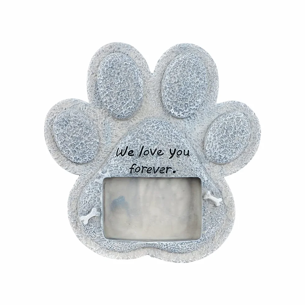 Plaque Commémorative Personnalisée pour Chien Chat en Résine avec Photo Cadeau en Forme de Patte