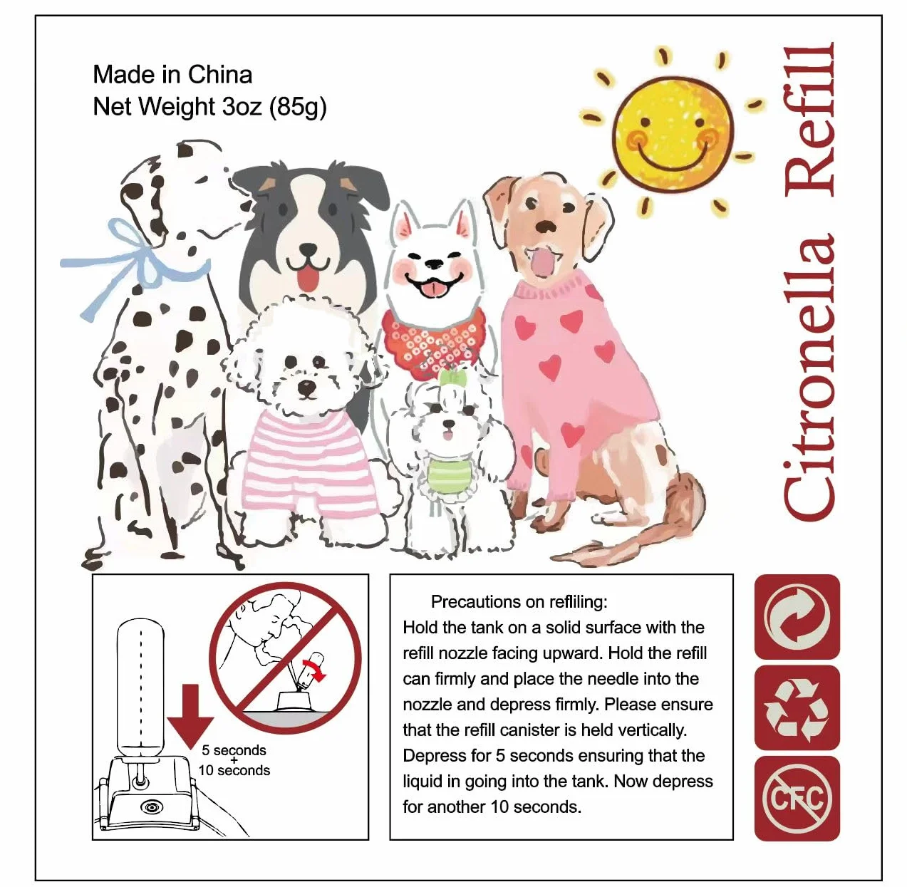 Citronnelle Spray Anti-Aboiement pour Chien, Recharge 85g