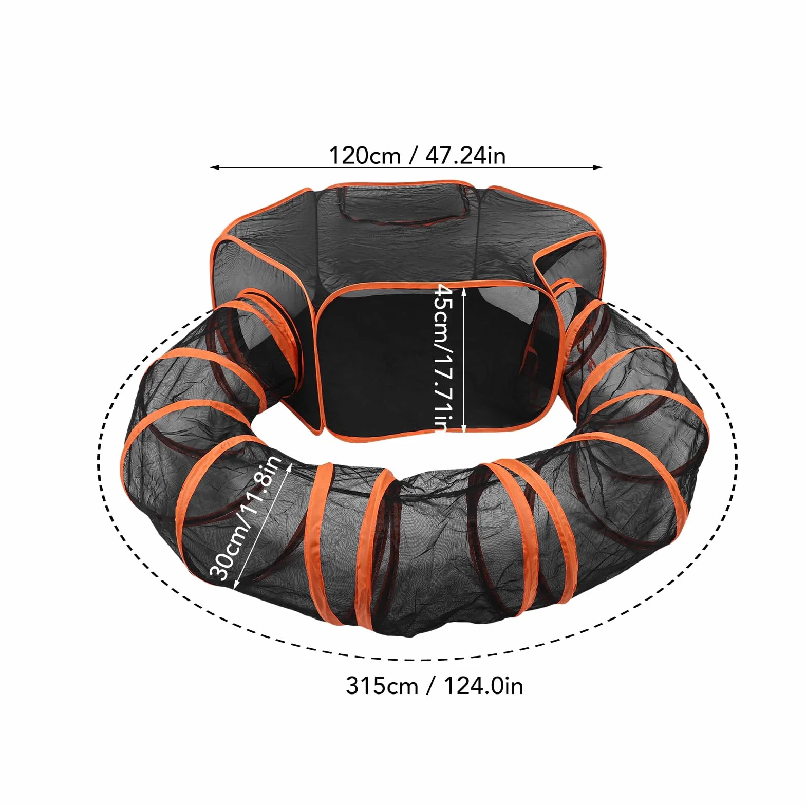 Tunnel pour Chat Pliable avec Enclos pour Chats et Petits Animaux