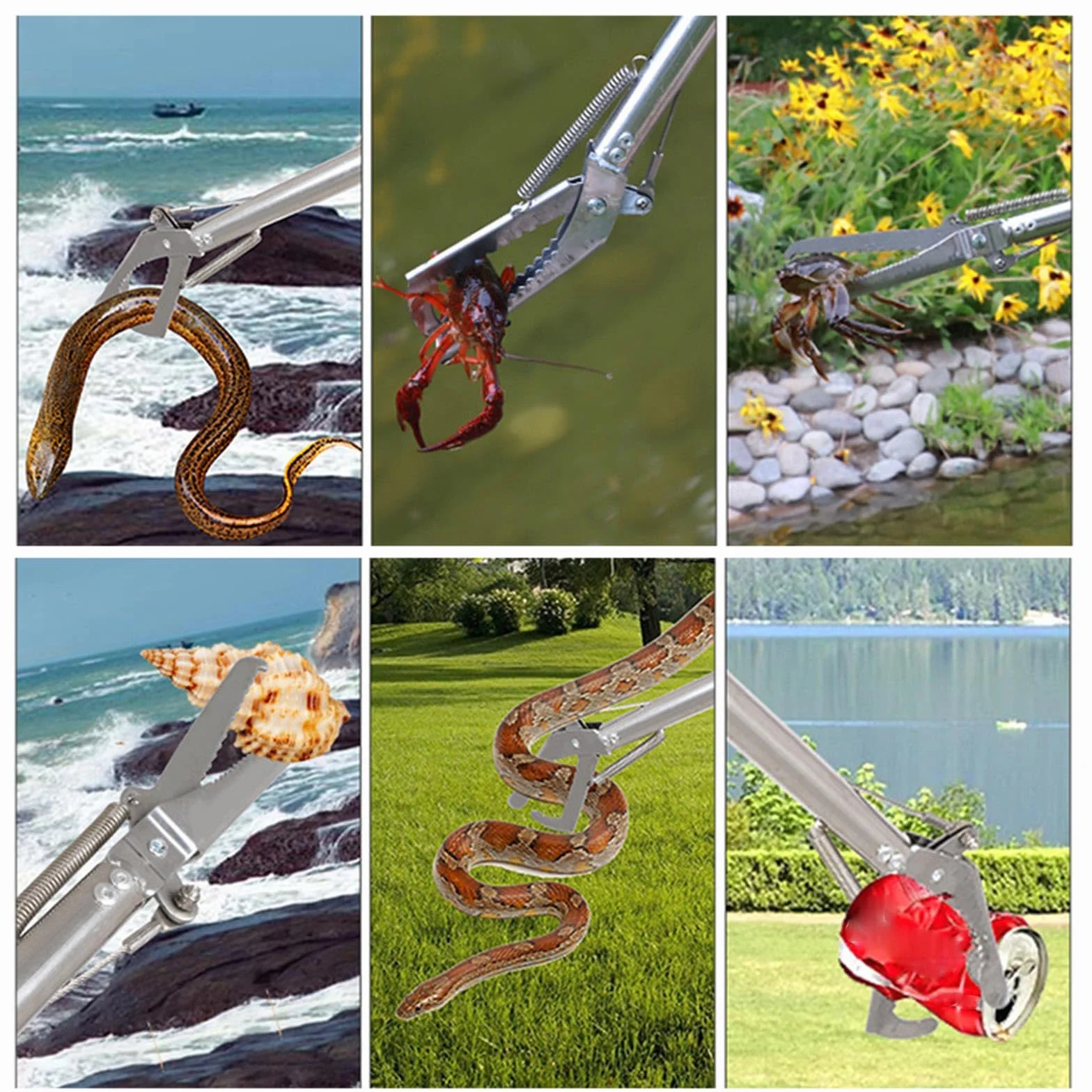 Morain Pince serpent pliable tête inclinée réglable manipulation reptiles outil conduite mer