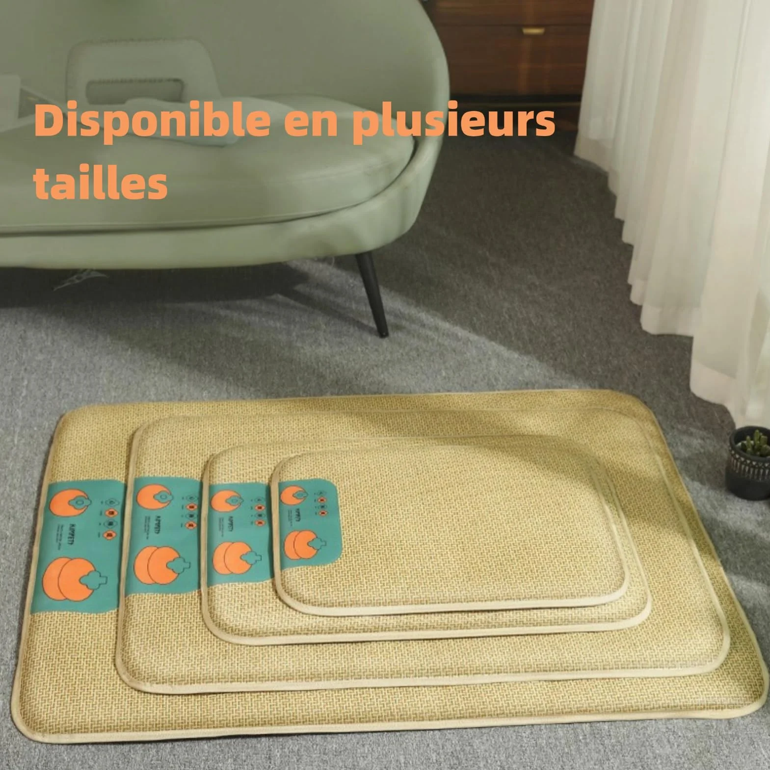 Couverture rafraîchissante pour Chiens Coussin rafraîchissant en rotin Naturel 60×50