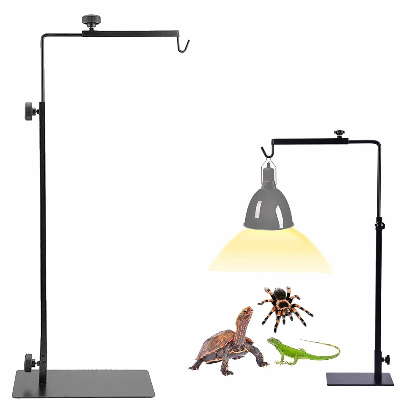 Support Lampe Reptile Réglable Hauteur 54-94cm Largeur 25-45cm Chauffante Tortues Geckos Lézards