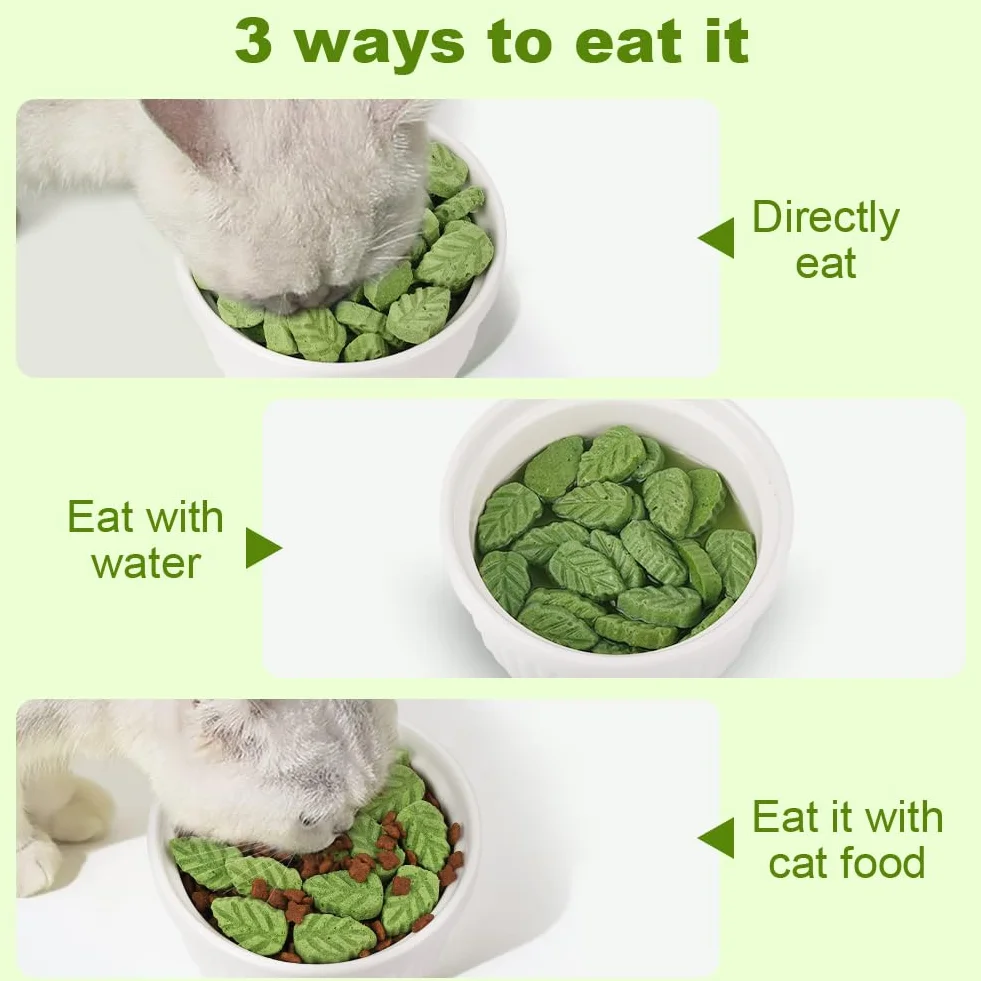 Bâton d'herbe à Chat 100g Feuilles lyophilisé Comestible Nettoyage des Dents Élimination des Boules de Poils pour Chat