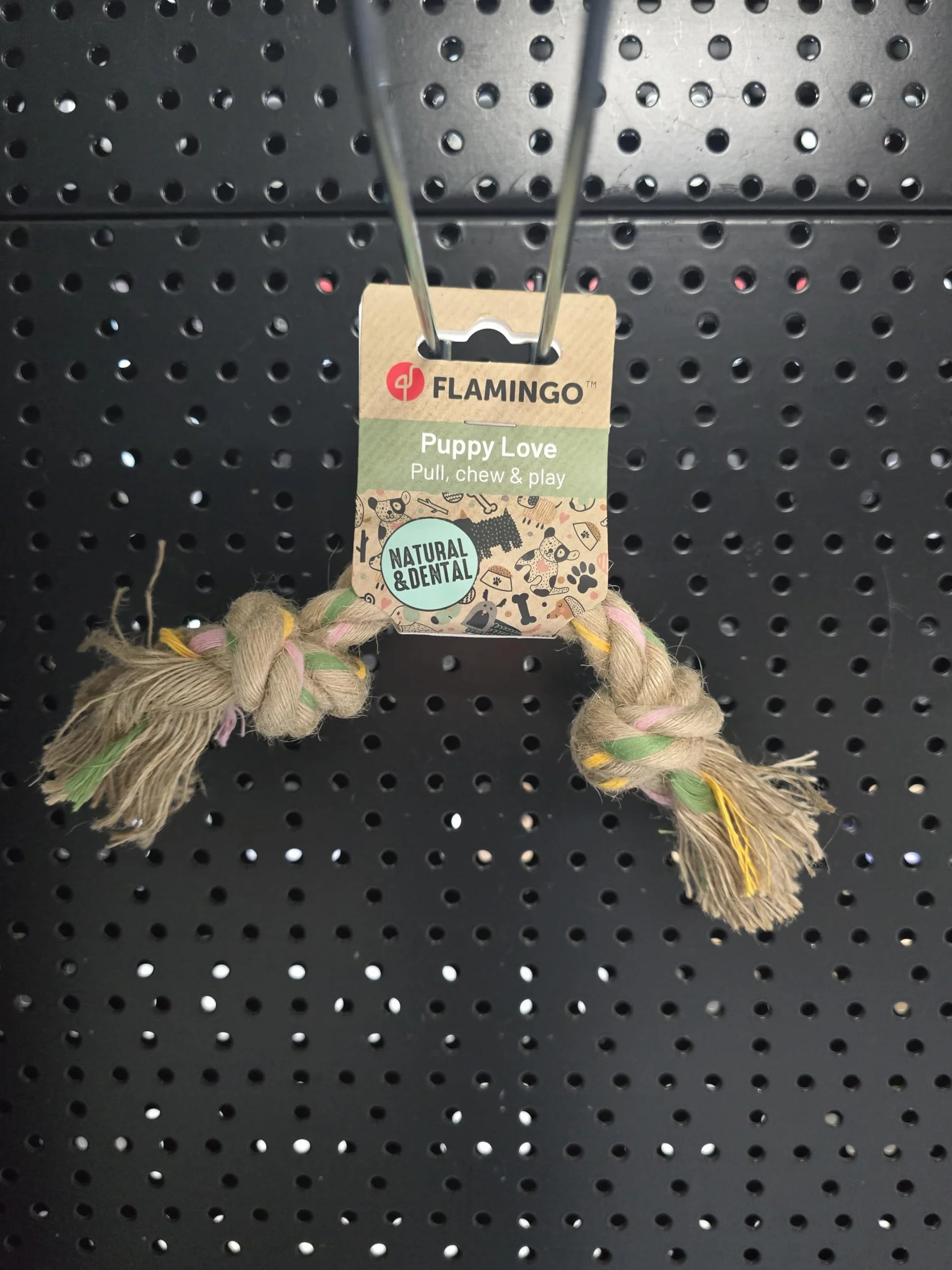 Flamingo Jouet Chien Puppy Luro Corde 2 Nœuds Brun M 32×5×5 cm Chanvre Naturel