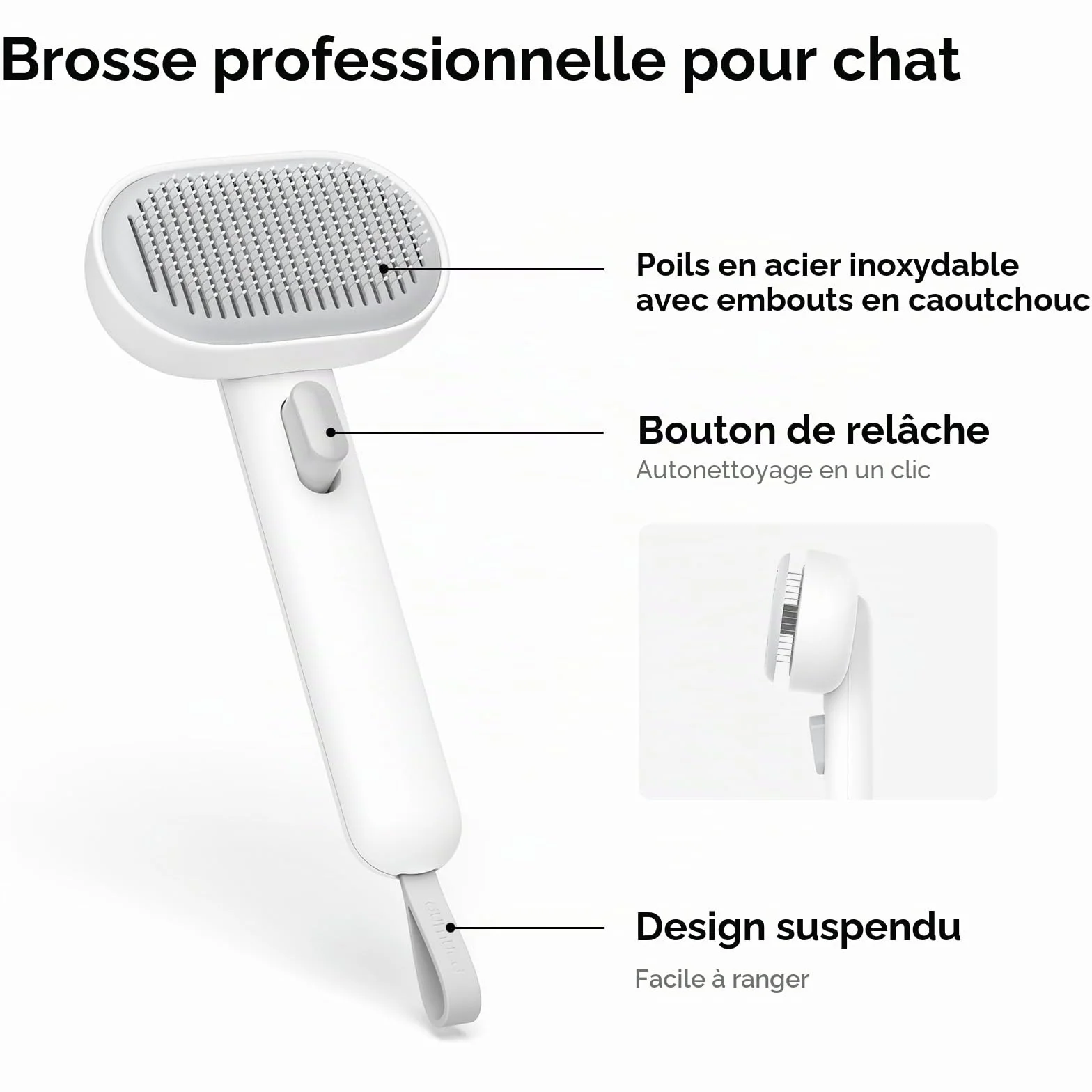 aumuca Brosse Autonettoyante pour Chat Poil Long Court Toilettage Sous-poil Massage