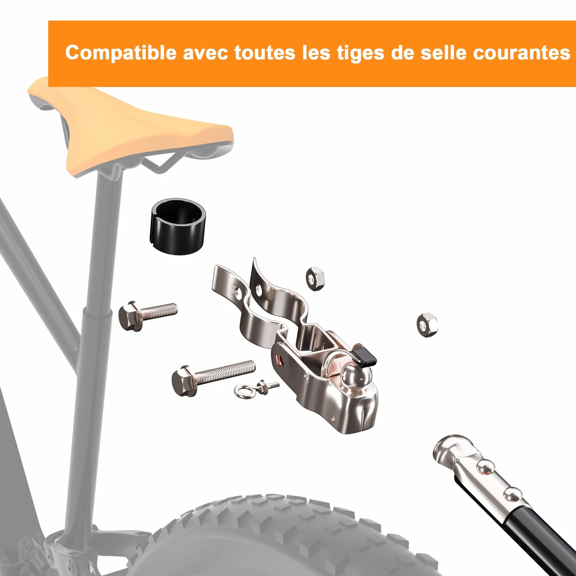 Attache Remorque Vélo Adaptateur Attelage Compatible Tiges Selle