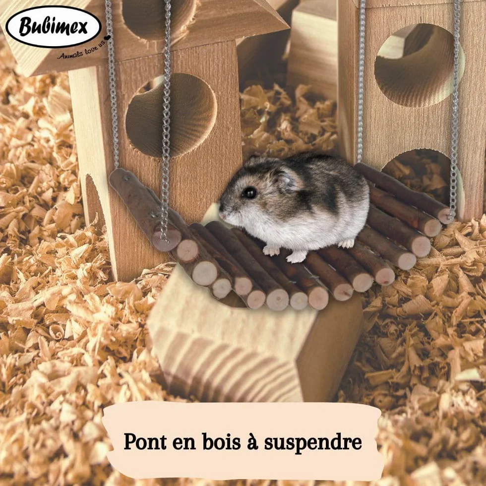 Pont en Bois 100% Naturel pour Rongeur 10x20cm - Lapin, Cochon d'Inde, Hamster