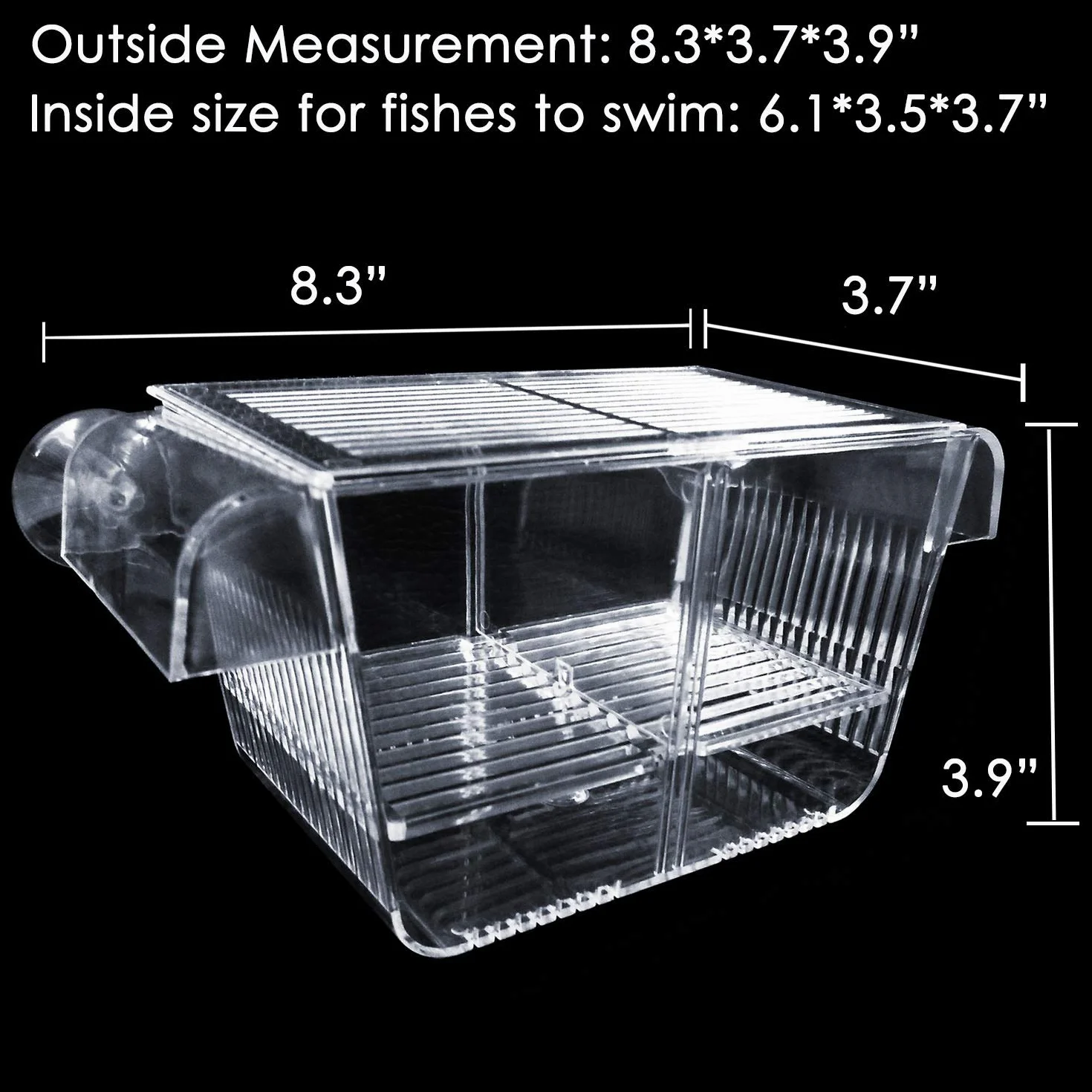 Capetsma Boîte d’élevage d’Aquarium Suspendue avec Incubateur d’Éclosion pour Poissons Gestation, Blessés, Agressifs ou Petits Crevettes