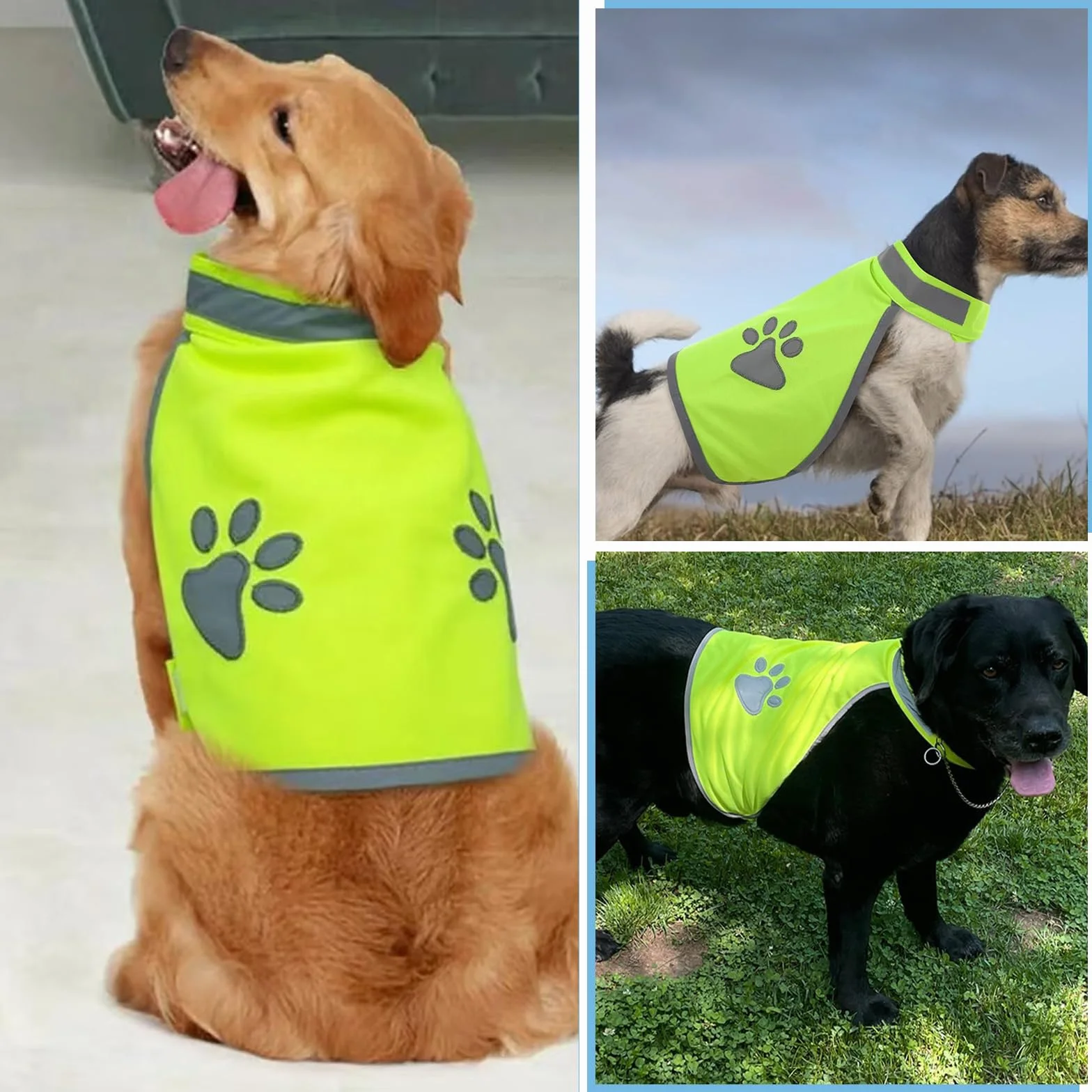 Gilet Jaune Bandes Réfléchissantes Chien Conception Réglable pour Promenades Nocturnes