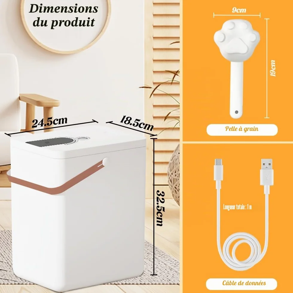NIERBO Récipient de nourriture pour animaux de compagnie - 13 l - Boîte de rangement hermétique avec pelle - Pour chats et chiens