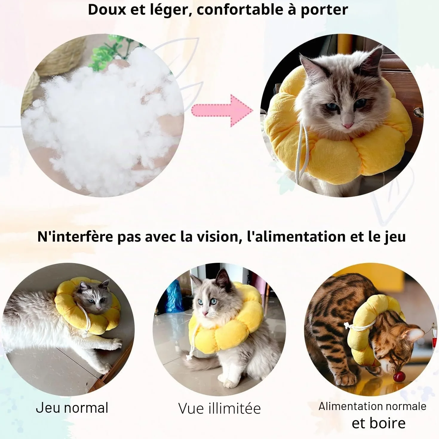 Collerette Réglable pour Chat et Petit Chien Après Opération, Taille L