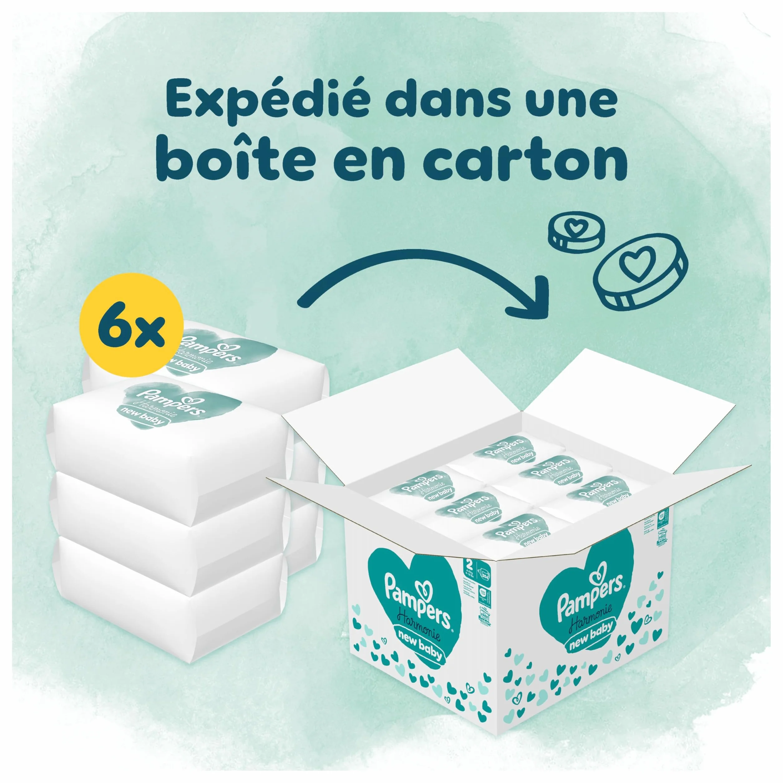 Pampers Harmonie Taille 2 204 Couches 4-8kg Protection Douce
