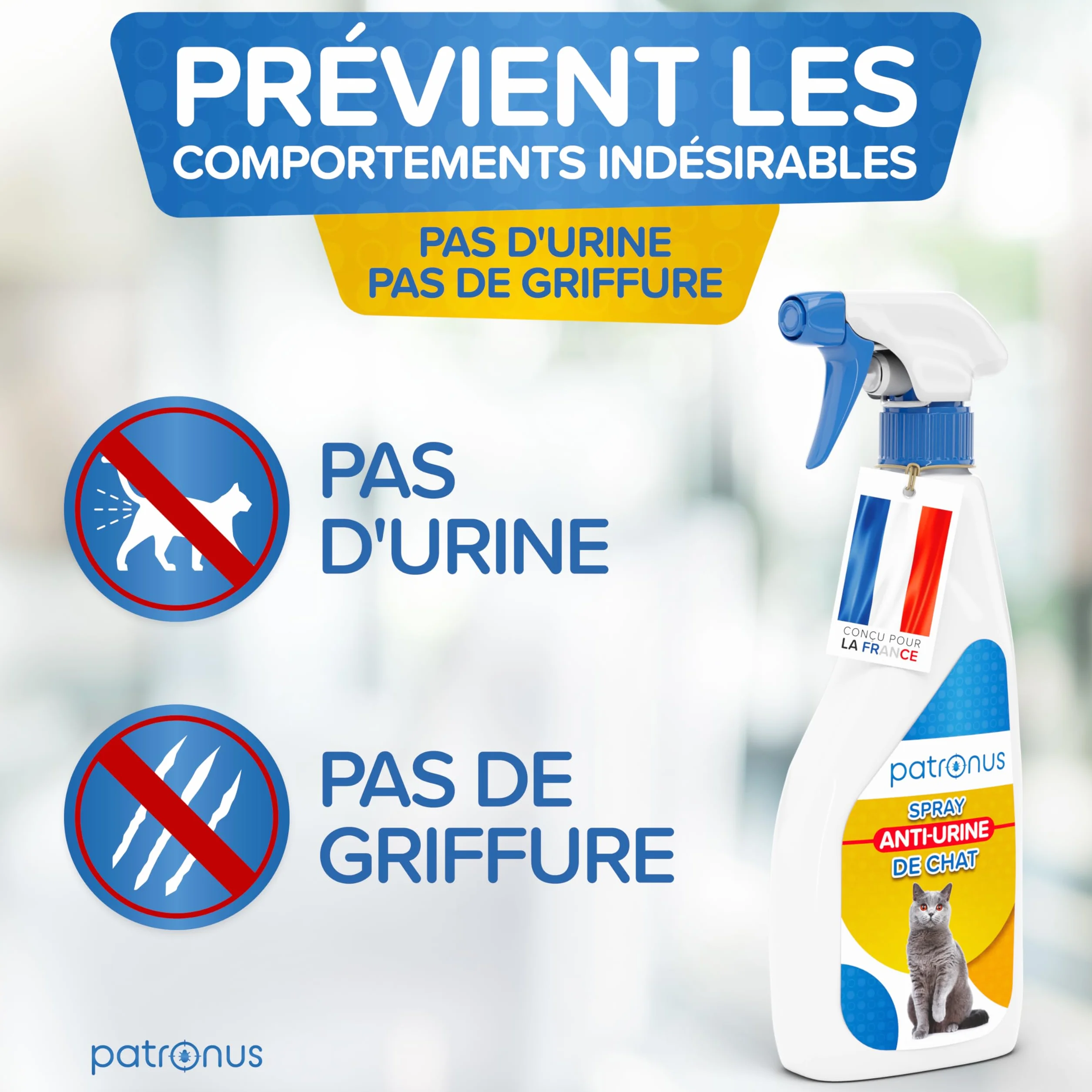 Patronus Marqueur Anti-Urine spécial Chat 500ml - Non Colorant - Dressage & éducation pour Chats