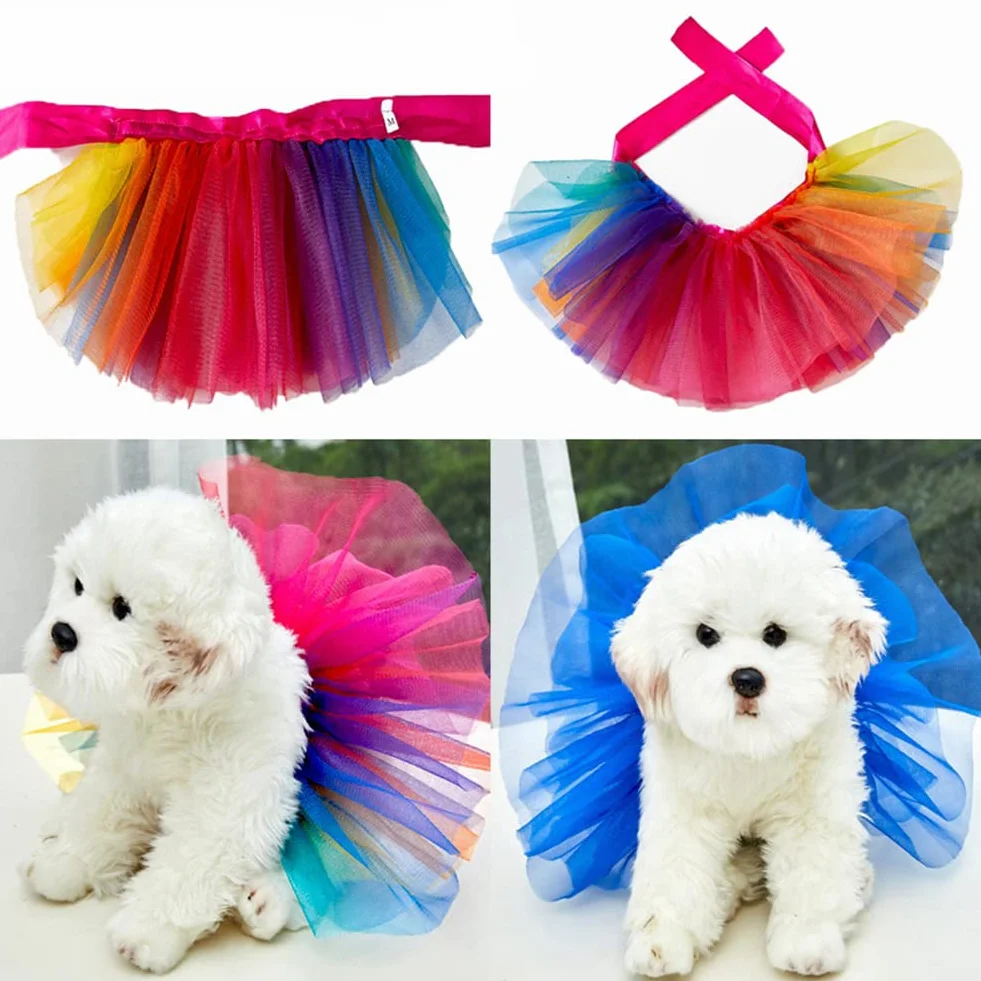 Jupe tutu colorée pour chien robe anniversaire blanc M
