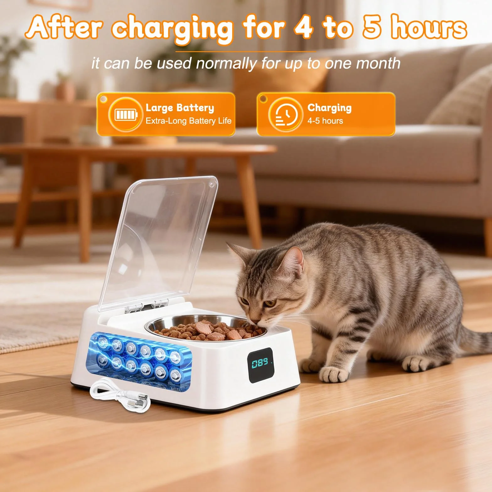 Distributeur Nourriture Humide Chat Ouverture Intelligente à Induction Automatique Croquettes Bassin Alimentaire Amovible