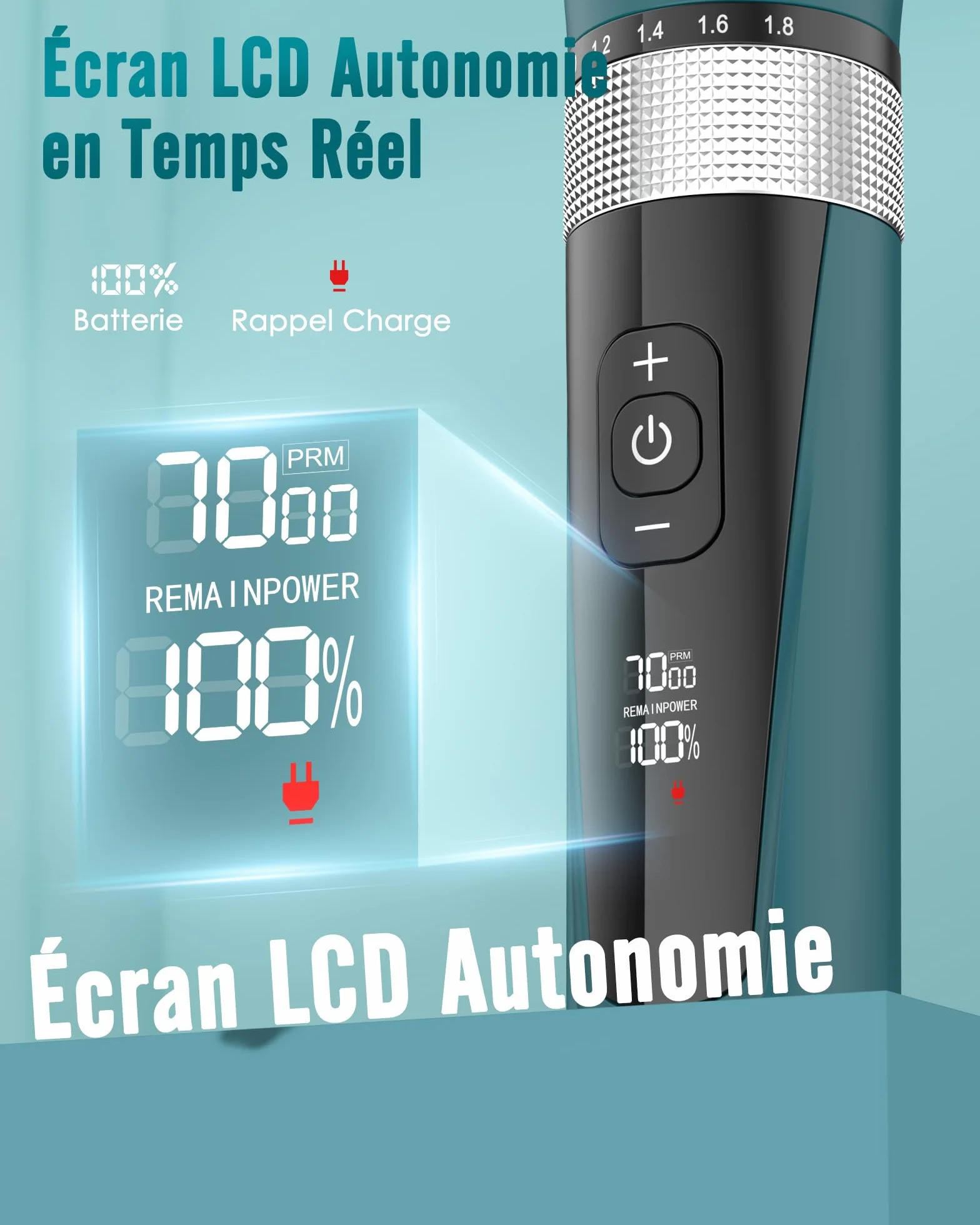 Oneisall Tondeuse pour Chat Silencieuse, Professionnelle à Poils Longs, Rasoir 5 Vitesses avec Écran LCD, IPX6, Vert
