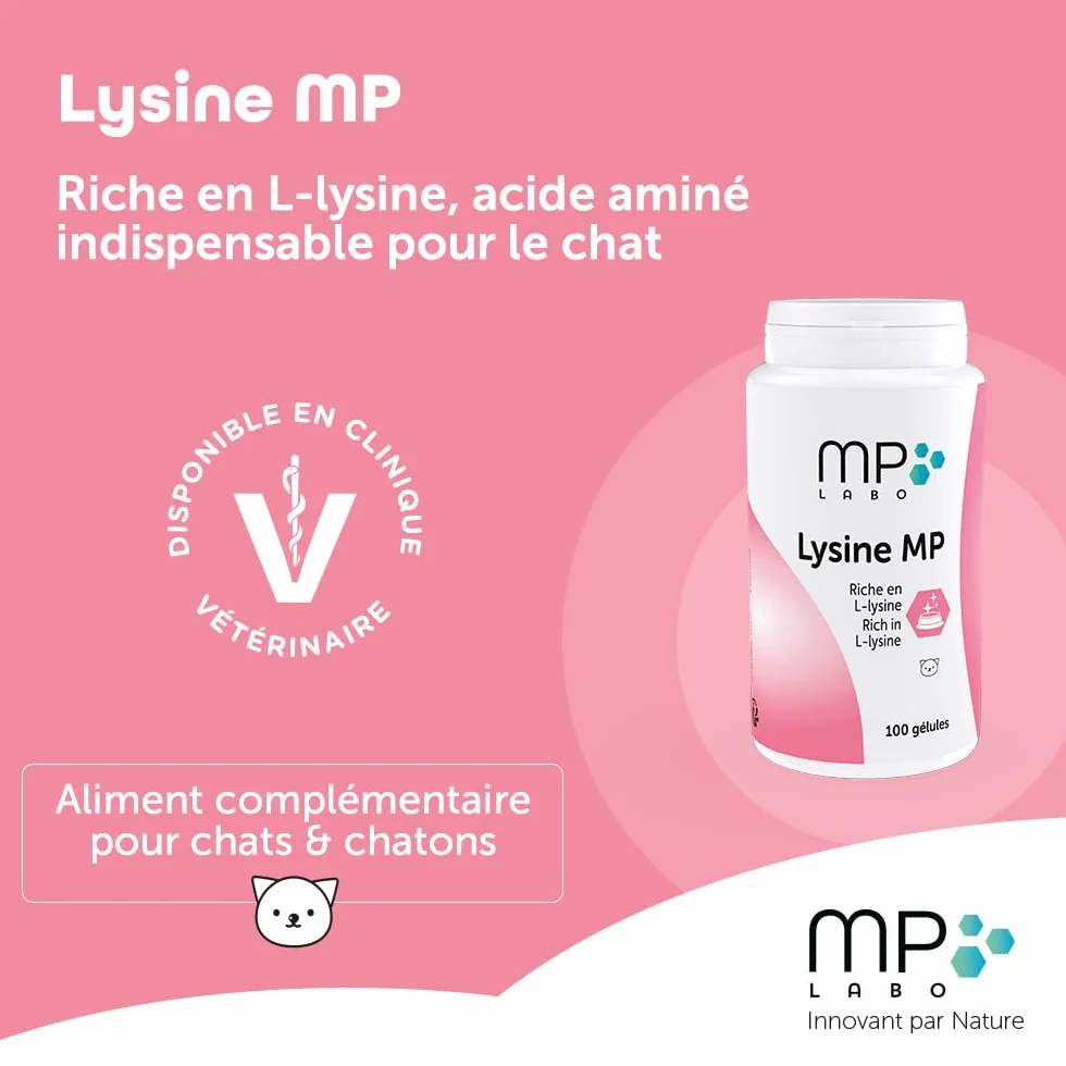 MP Labo Lysine MP 100 Gélules pour Chats et Chatons - Riche en L-Lysine
