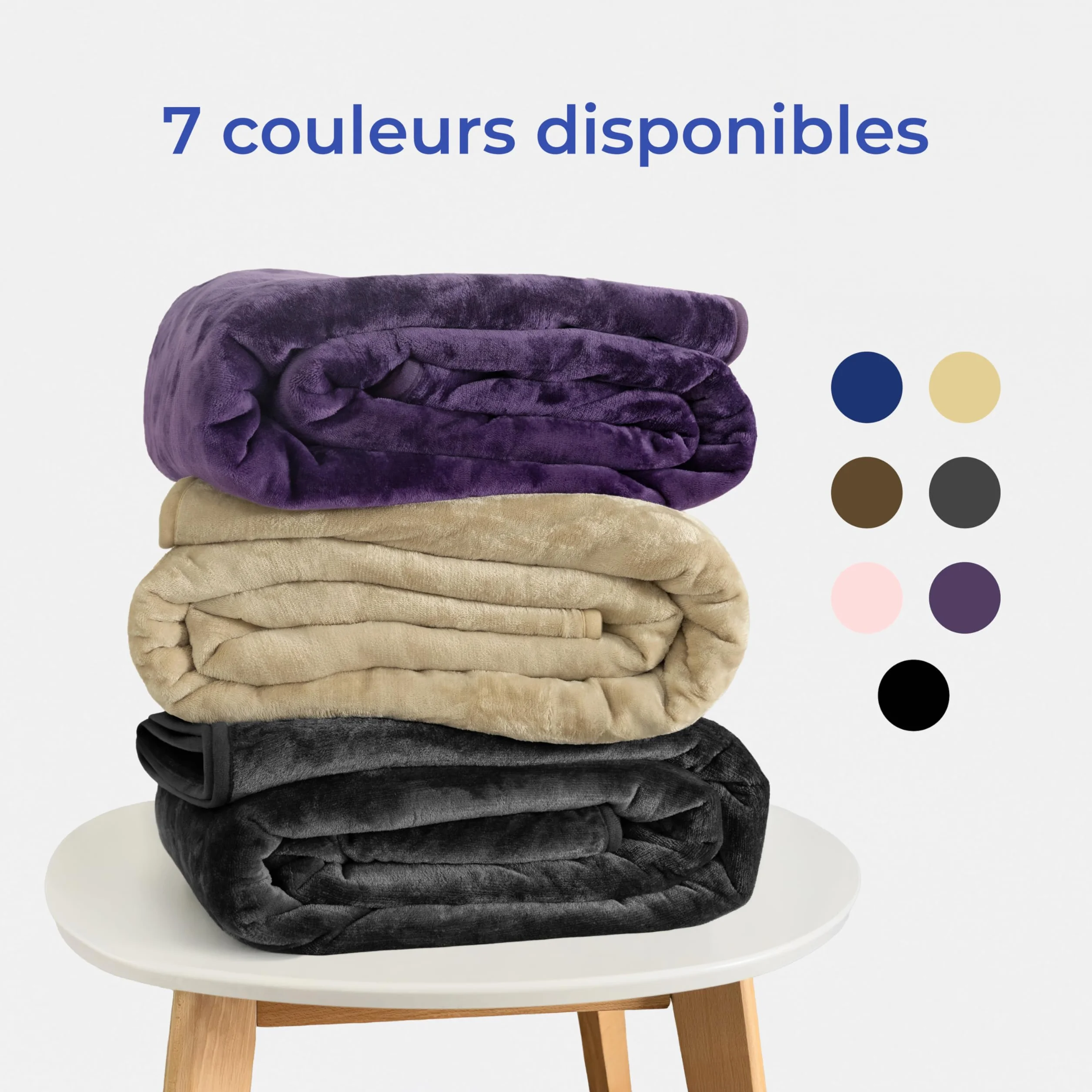 Plaid Imperméable Chien 152x203 cm Couverture Réversible Polaire Sherpa Lavable Bleu Marine