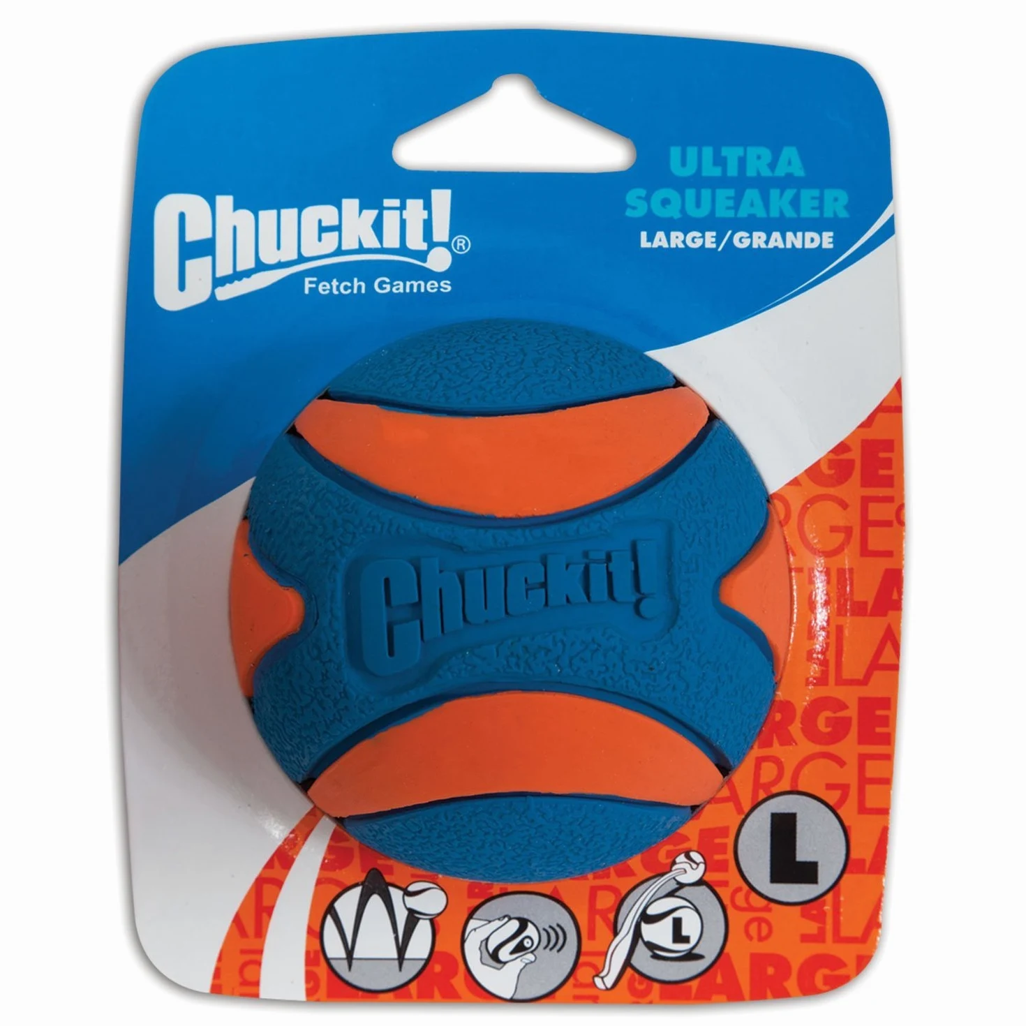 Chuckit! Ultra Squeaker Ball Natural Rubber Dog Toy Large - Pack of 4