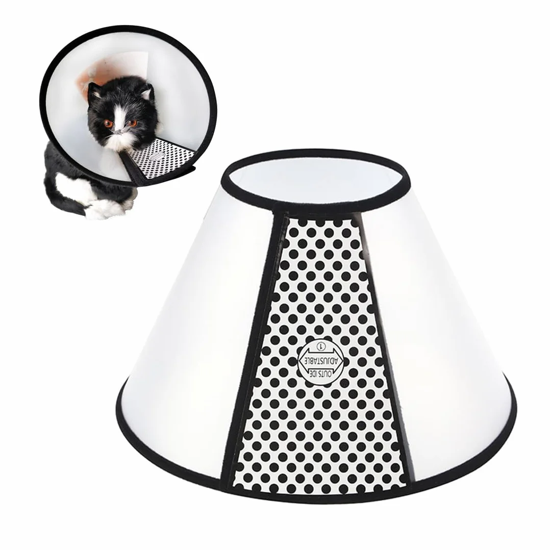 Collier Cône Protecteur Réglable pour Chat Chien Petit S Blanc