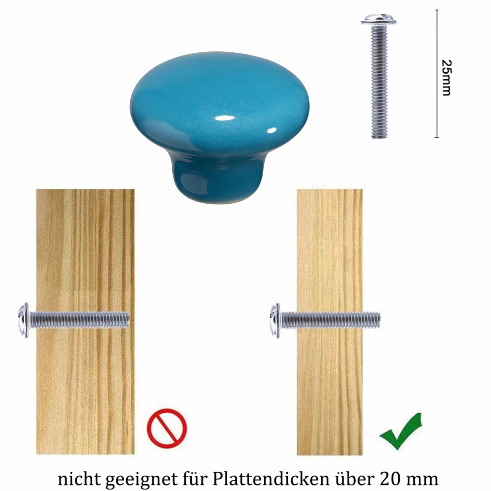 NAKUPENDA 6Pcs Boutons de Meuble en Céramique Poignées pour Armoires de Cuisine (Bleu)