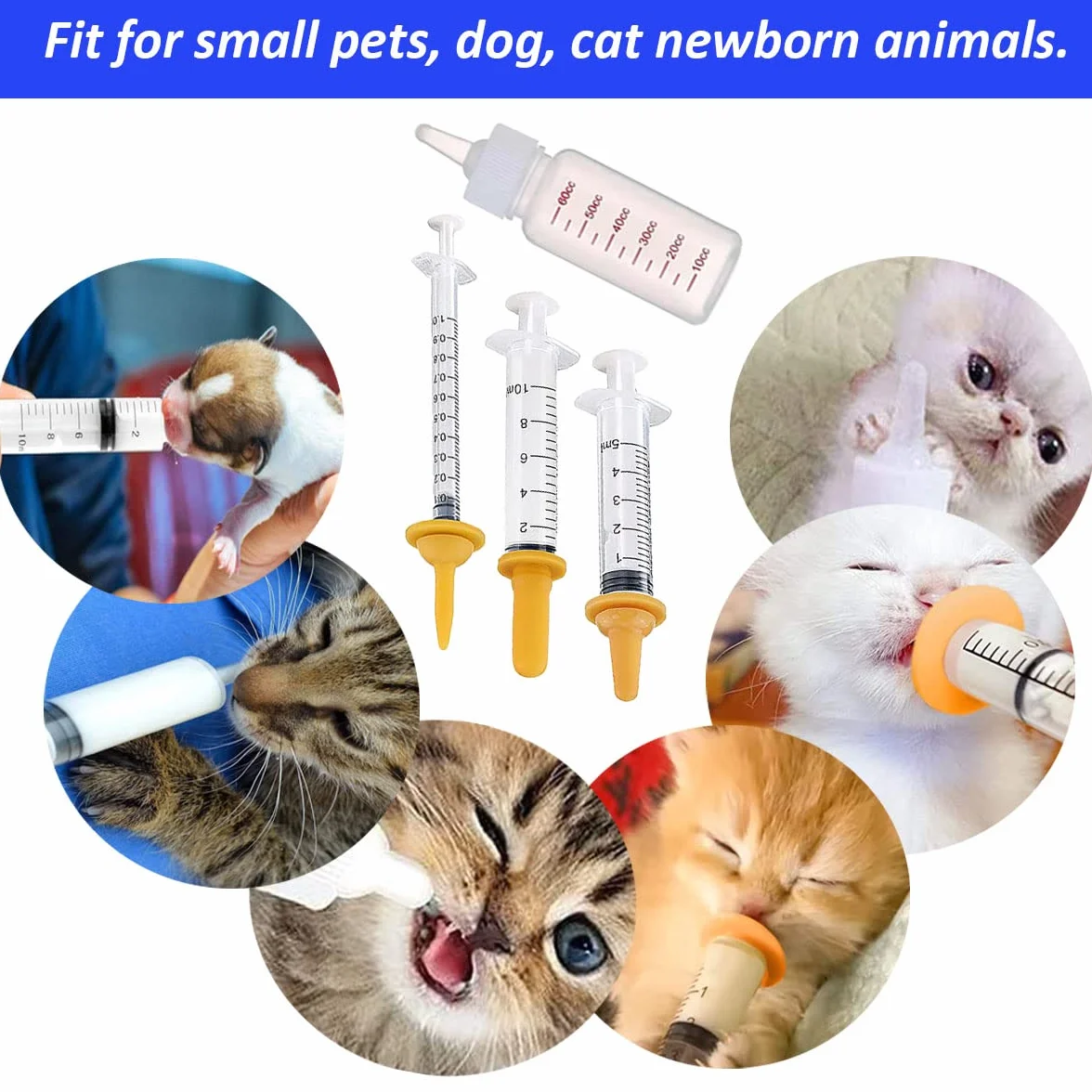 Lot de 24 seringues à tétons pour Animaux domestiques et Sauvages, Chaton biberons d'allaitement