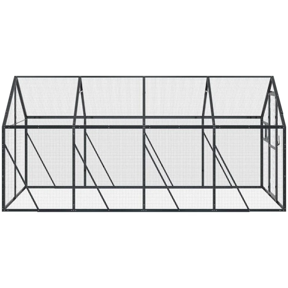 Volière à Oiseaux, Grande Cage à Oiseaux Extérieur pour Perruche Perroquet Anthracite 1,79x4x1,85 m Aluminium