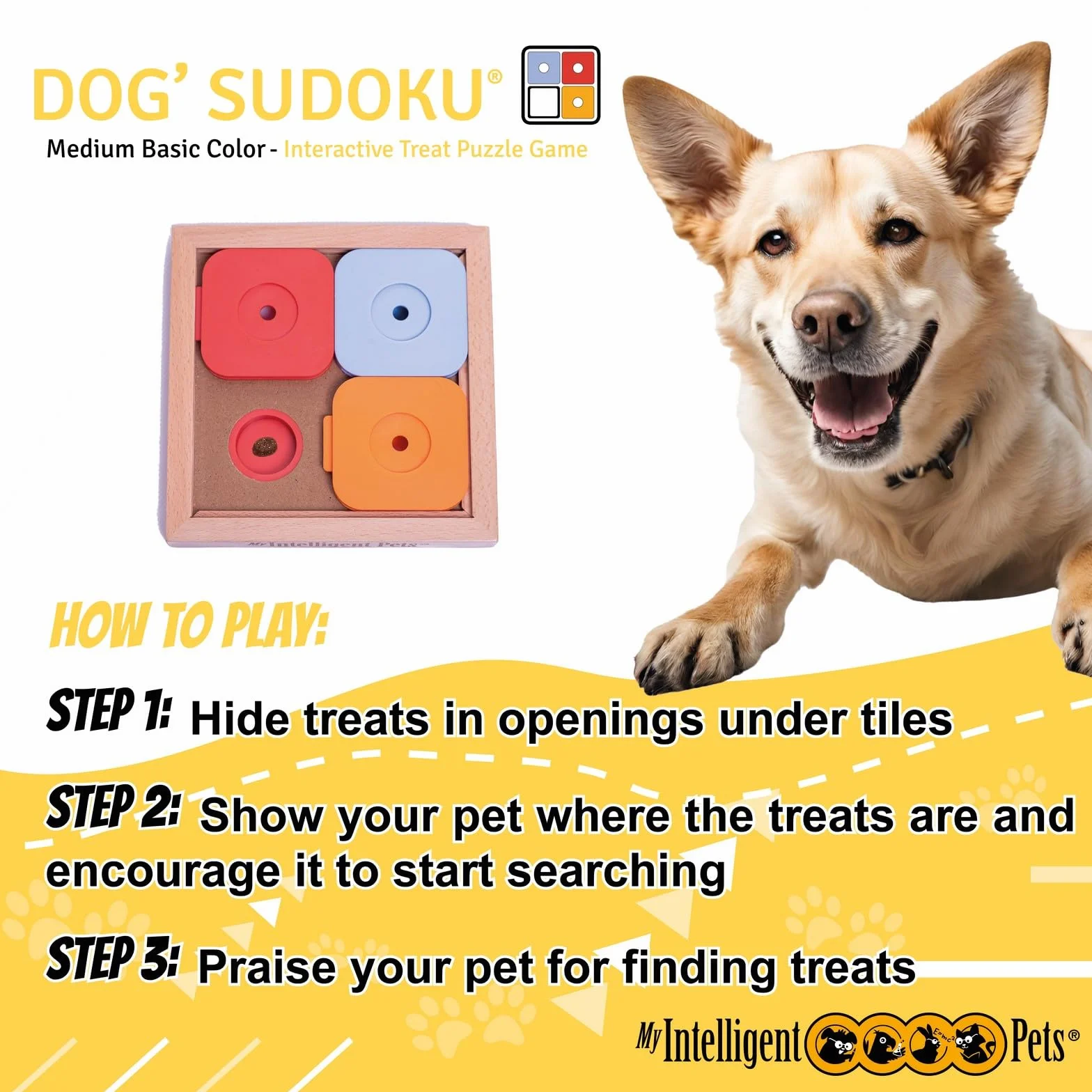 Jouet Chien Occupation Sudoku – Jouet Interactif pour Entraînement Mental Chien - Jeu Intelligence Chiens Stimule Cerveau Réduit Ennui - Medium Basic Color