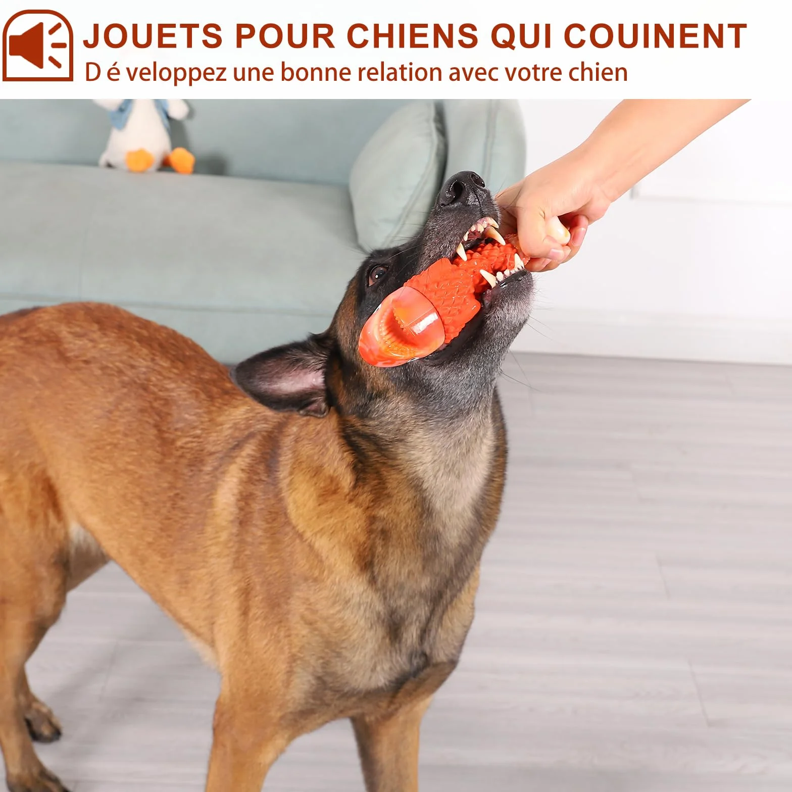WinTour Jouet Chien Indestructible pour Mâcheur Agressif, Jouet à Mâcher Durable avec Son Grinçant pour Moyenne et Grande Race