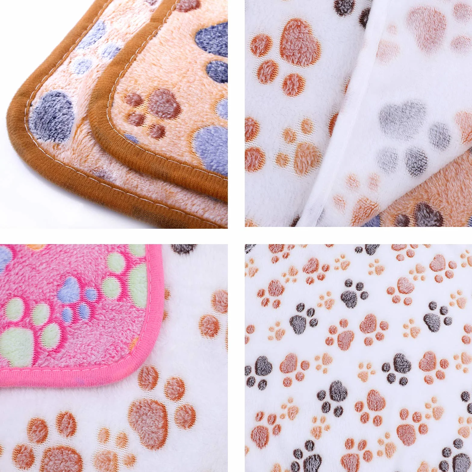 Lot de 3 couvertures en polaire pour animal de compagnie 76 x 104 cm Blanc crème Rose Marron