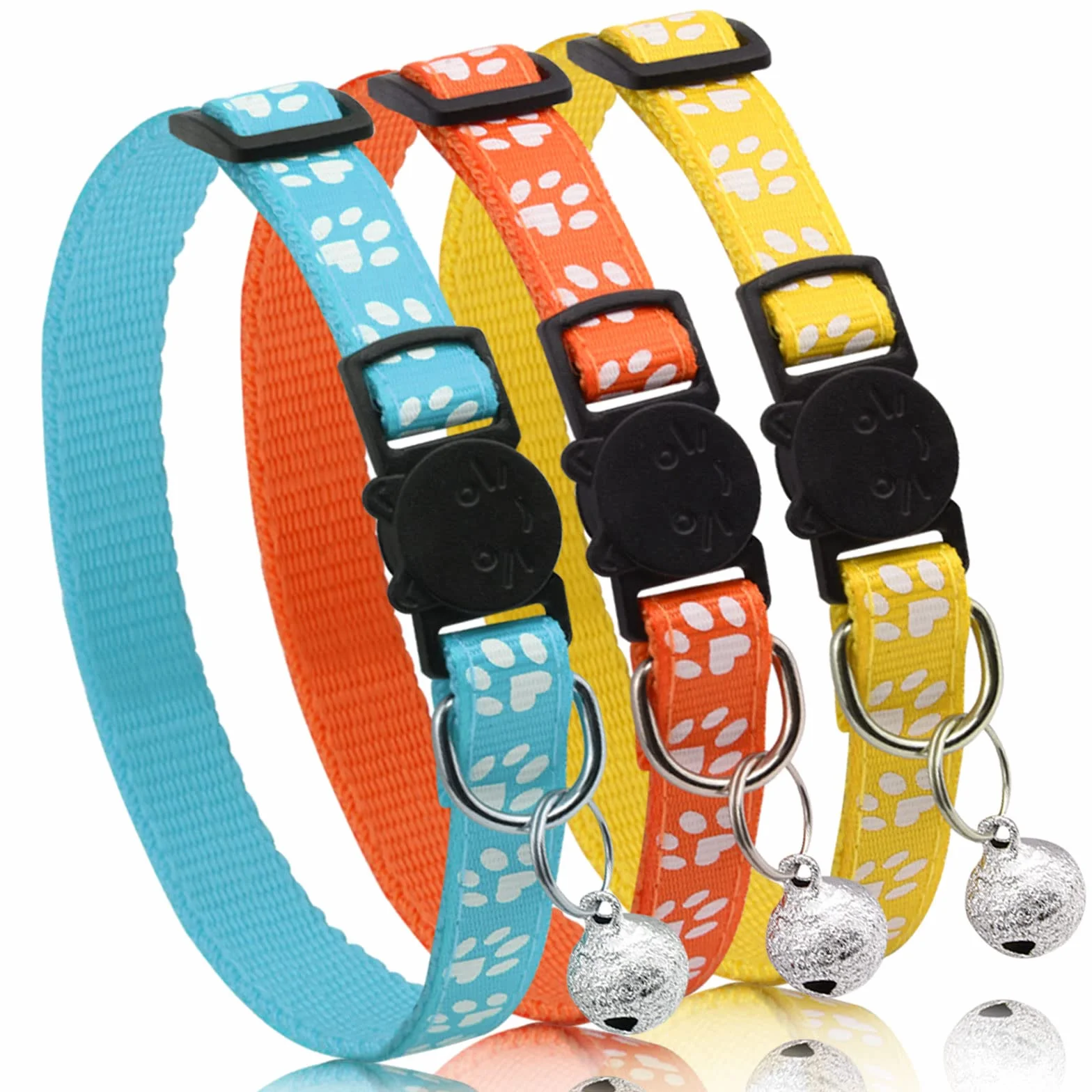 Collier Chat Anti Étranglement Réfléchissant Réglable avec Clochette de Sécurité