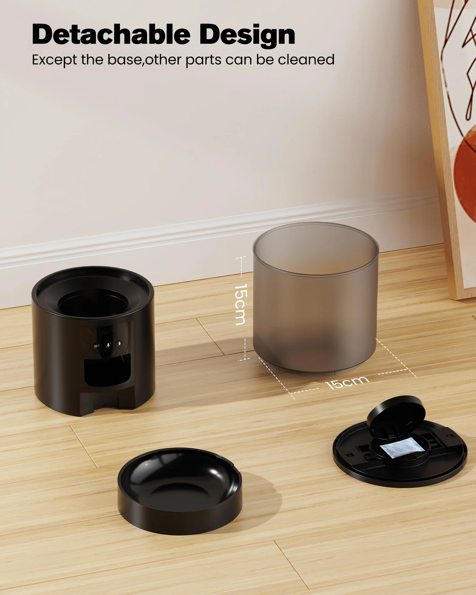 Distributeur Croquettes Chat Automatique WiFi 4L Noir Programmable Enregistrement Vocal 10S