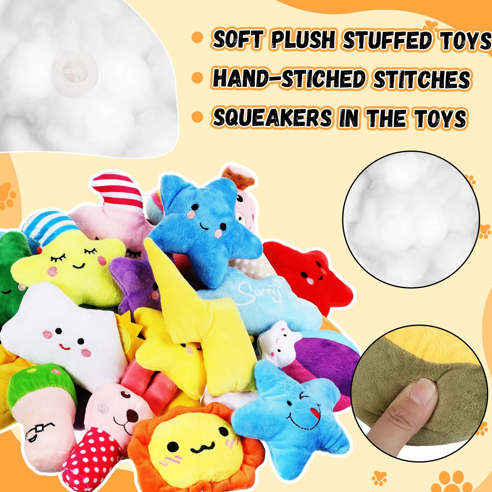 Hungdao Lot de 80 jouets couineurs en vrac pour chiens de petite et moyenne taille - Jouets en peluche avec couineurs pour chiots et chiots (style nouveau)